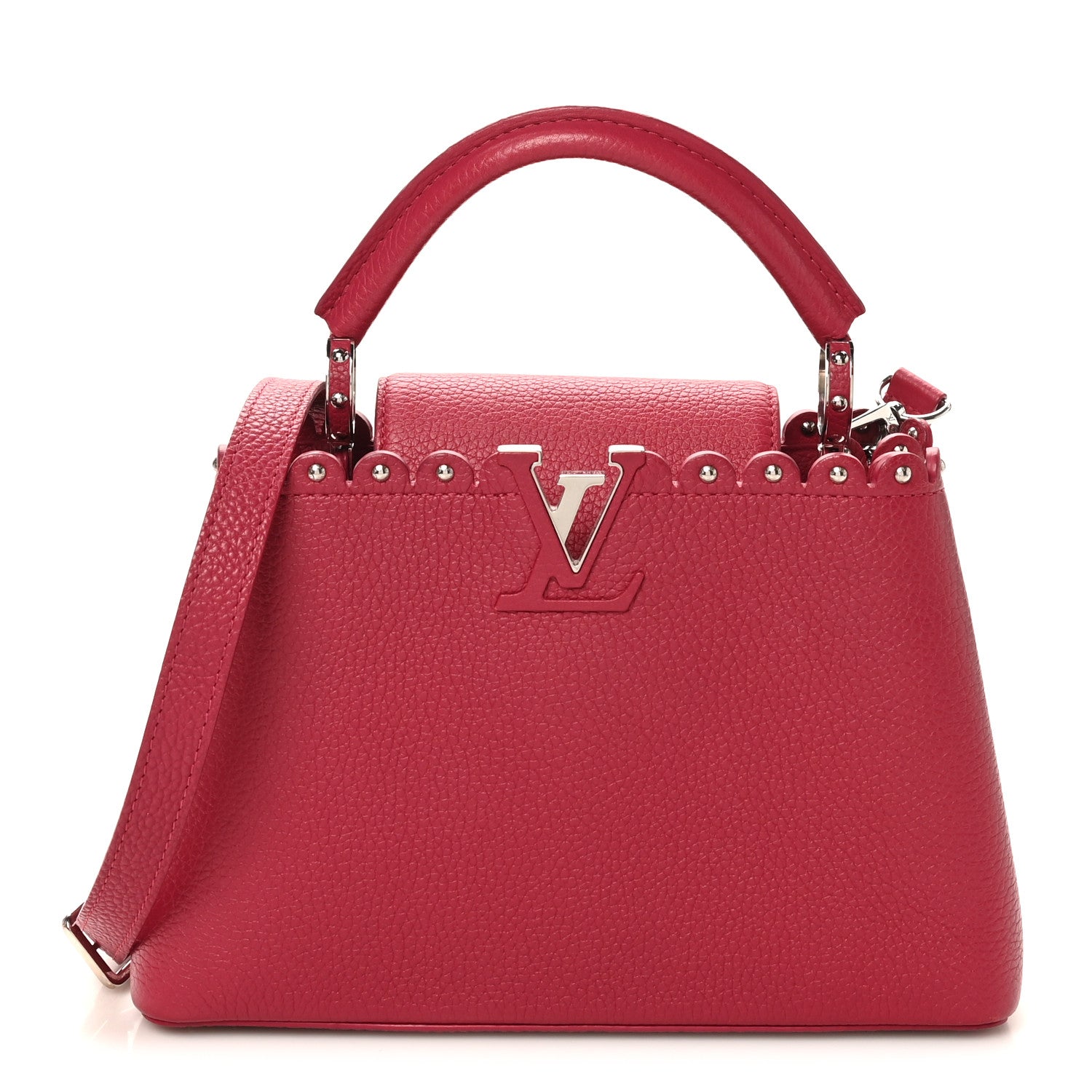 Louis Vuitton Taurillon Lace Croquets Capucines BB Groseille