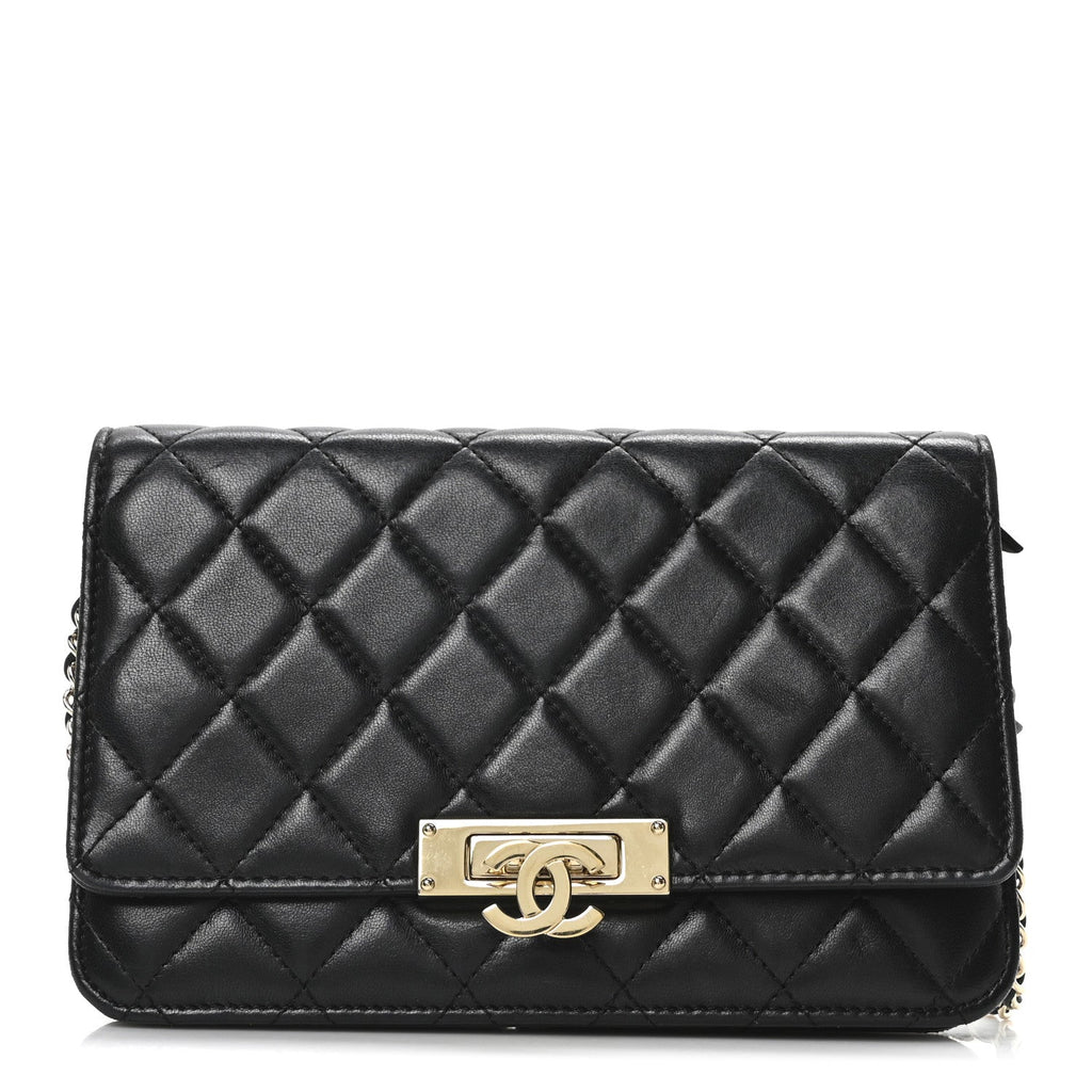 Chanel Lambskin Quilted Golden Class Wallet on Chain WOC Black