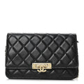Chanel Lambskin Quilted Golden Class Wallet on Chain WOC Black