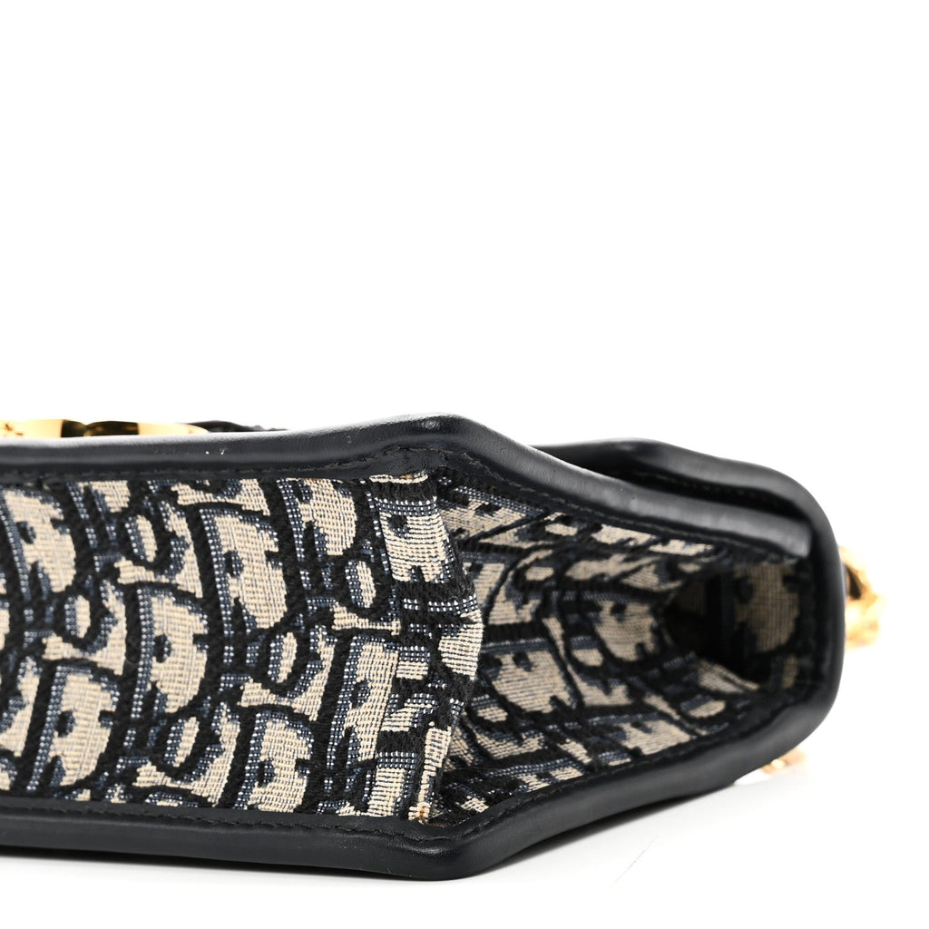 Christian Dior Oblique 30 Montaigne East West Chain Flap Bag Blue