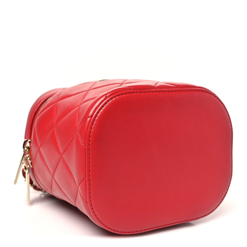 Chanel Lambskin Quilted Trendy Vanity Case Red