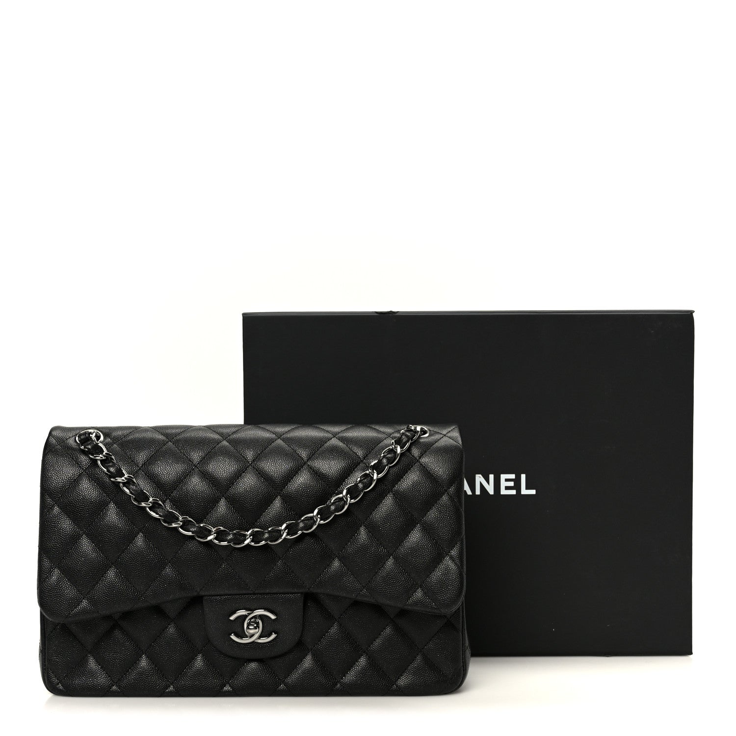 Chanel Iridescent Caviar Quilted Jumbo Double Flap Black
