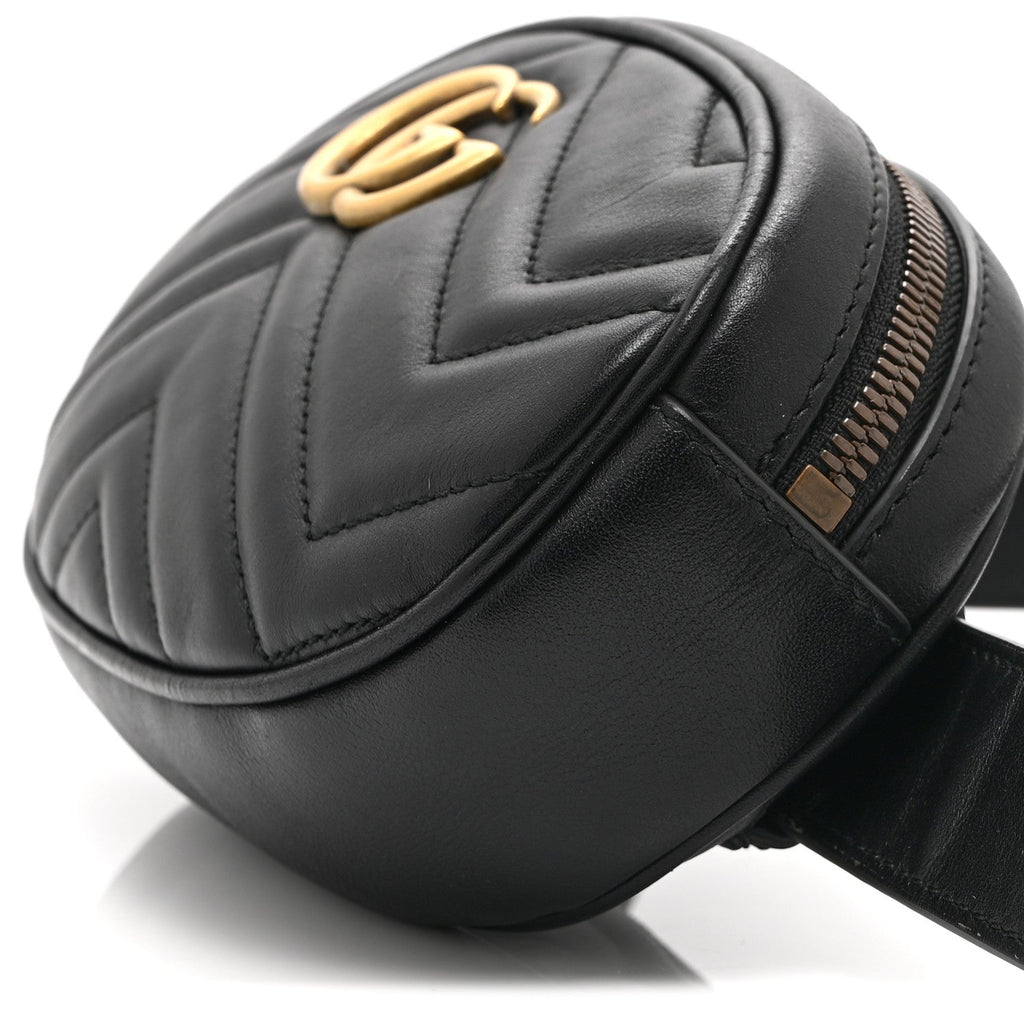 Gucci Calfskin Matelasse GG Marmont Belt Bag 85 34 Black