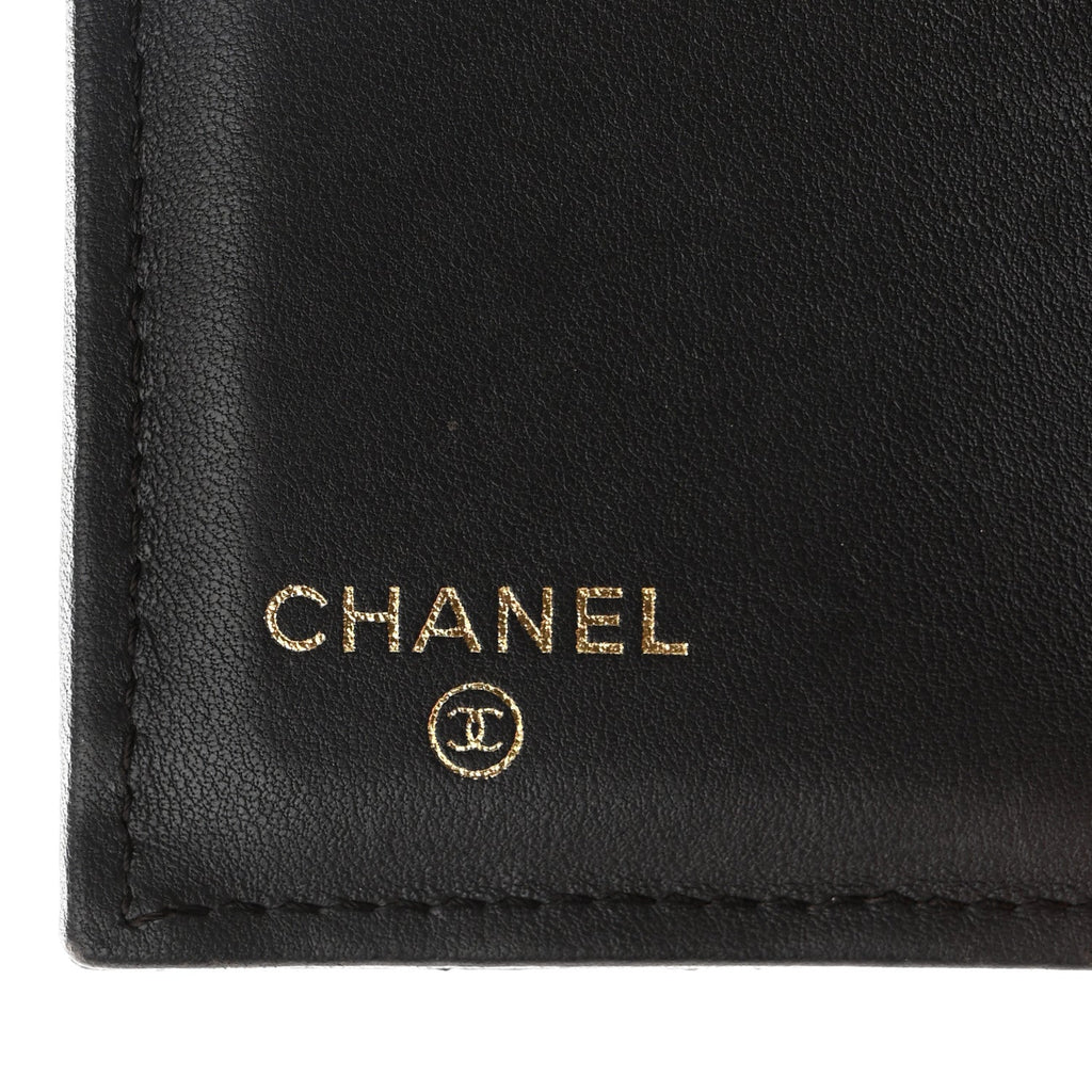 Lambskin Quilted Compact Boy Wallet Dark Grey