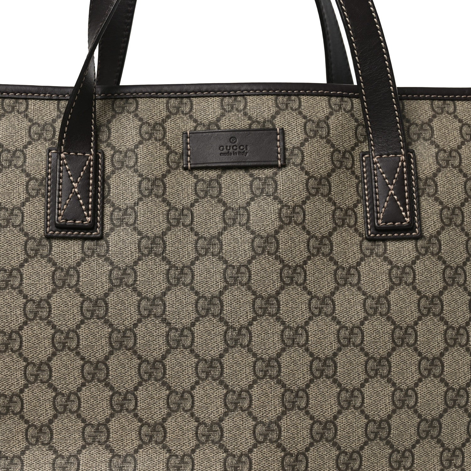 Gucci GG Supreme Monogram Medium Zippered Shopping Tote  Dark Brown