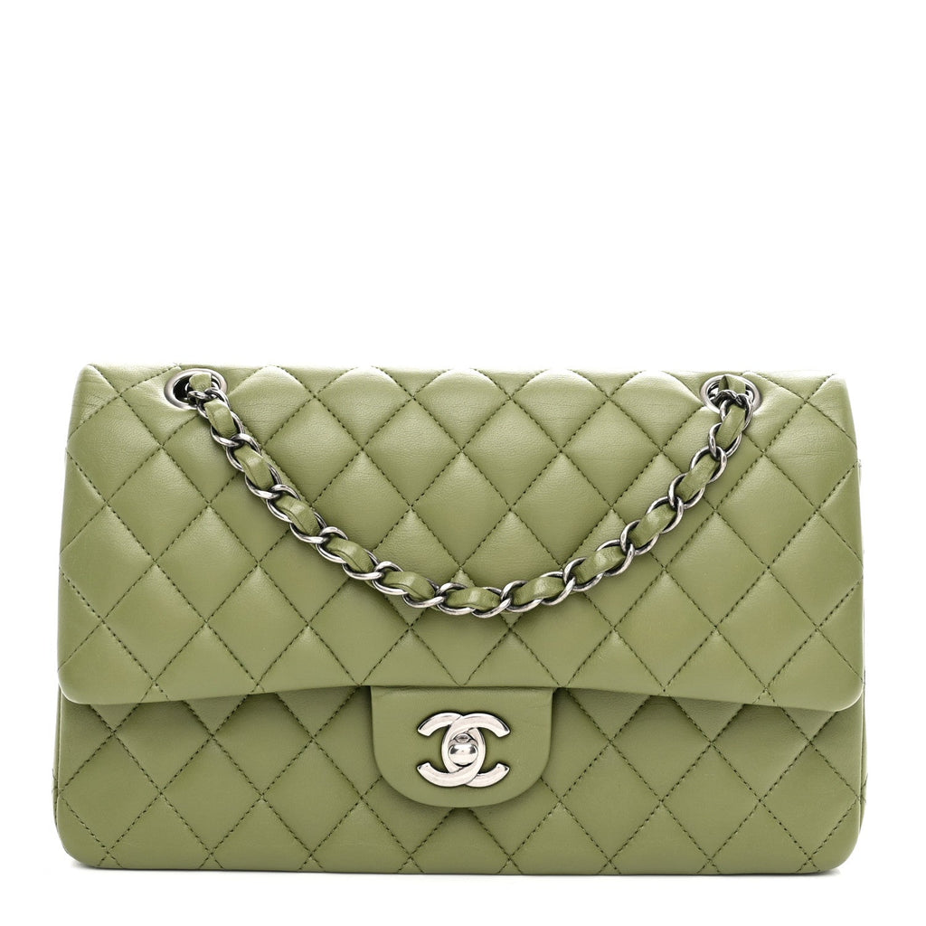 Chanel Lambskin Quilted Medium Double Flap Green