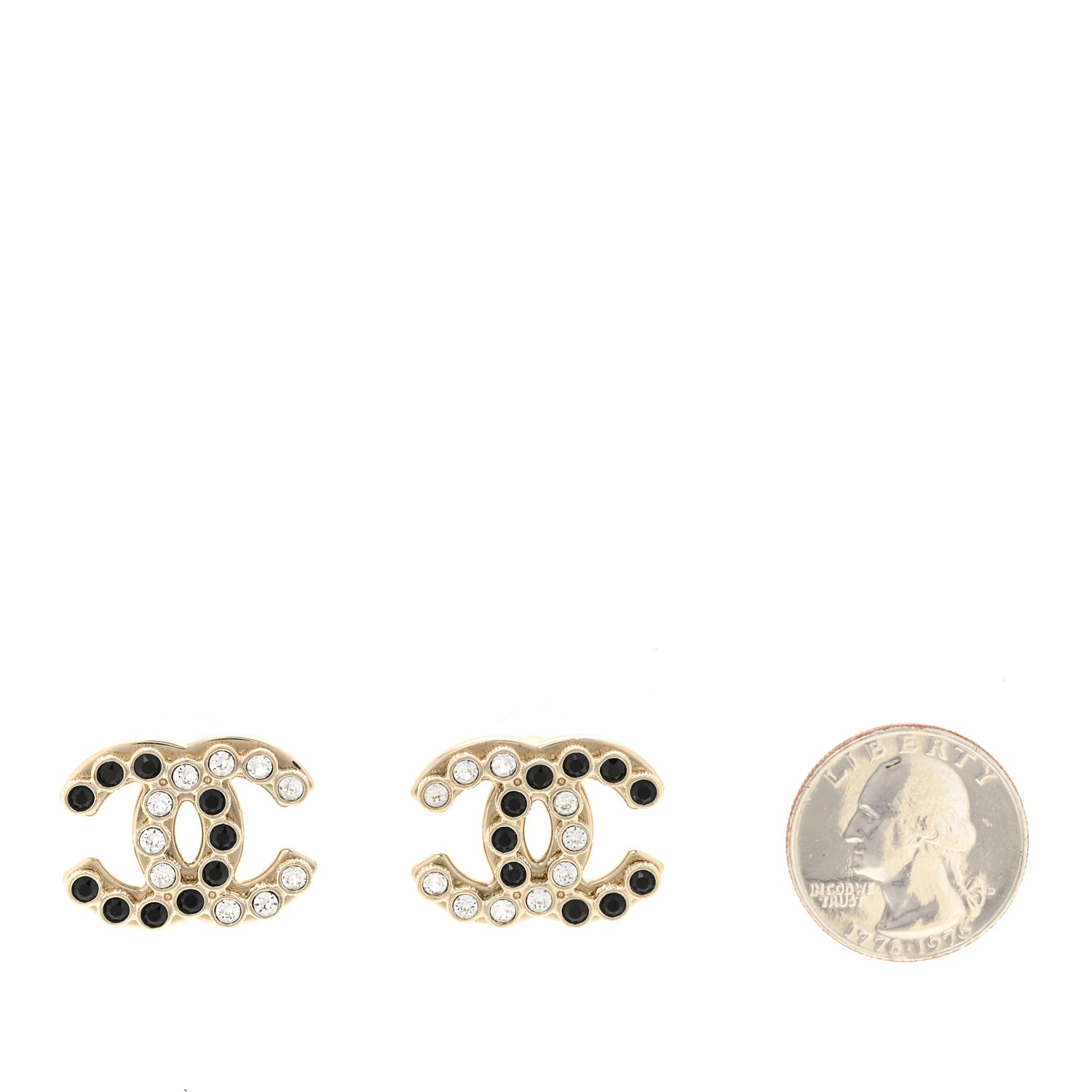 Crystal CC Earrings Black Gold