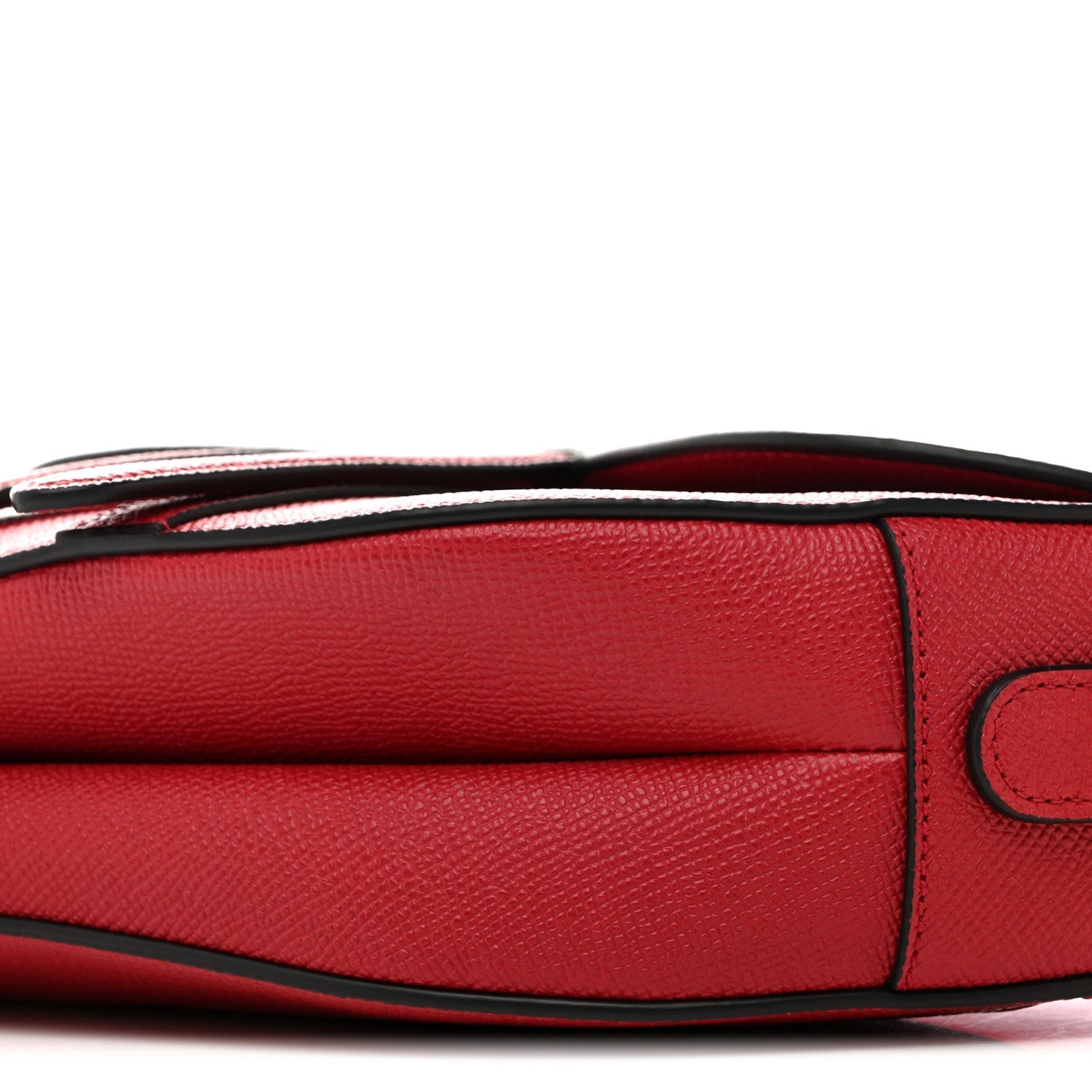 Christian Dior Grained Calfskin Saddle Bag With Strap Cherry Red