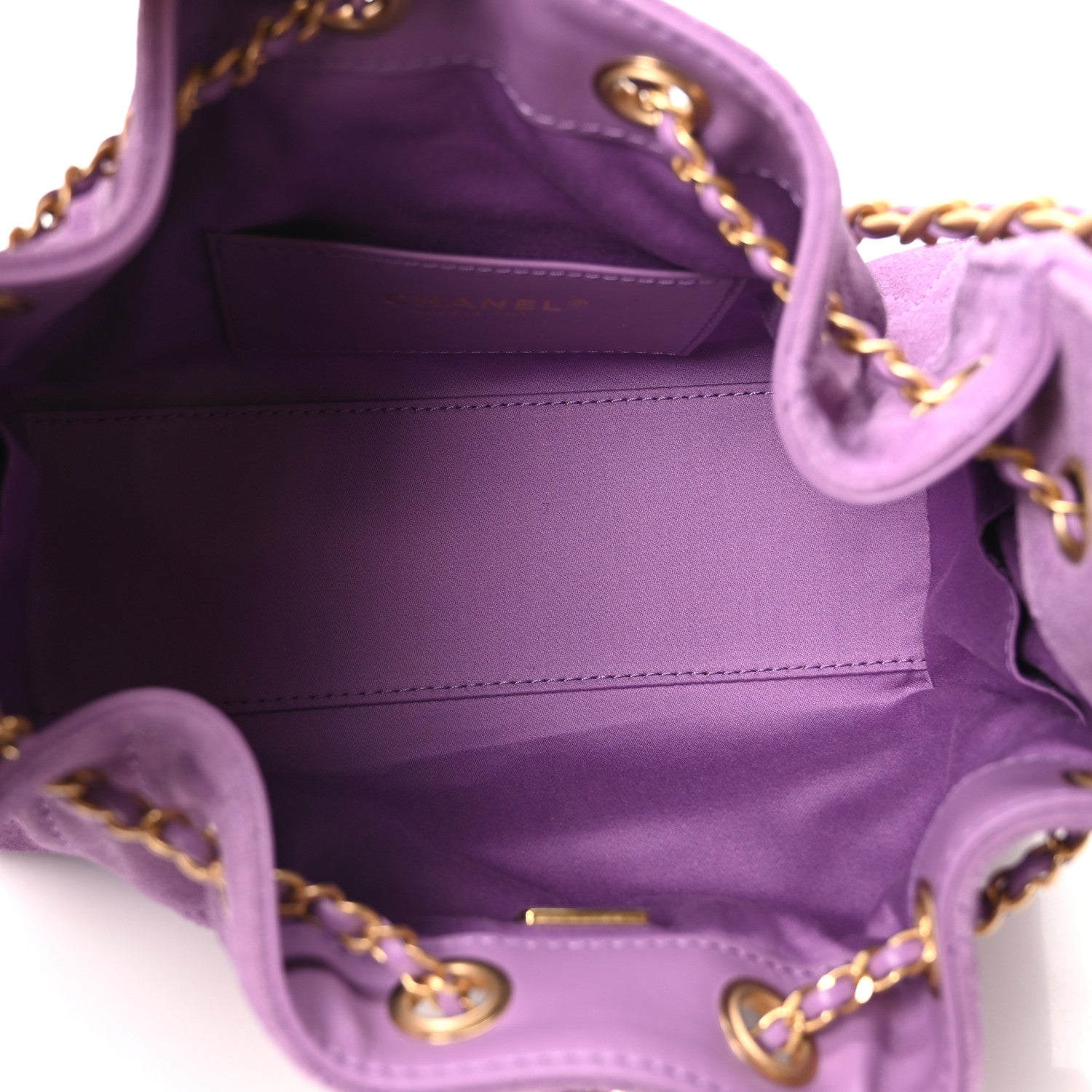 Chanel Suede Quilted Mini Chanel 25 Handbag Purple