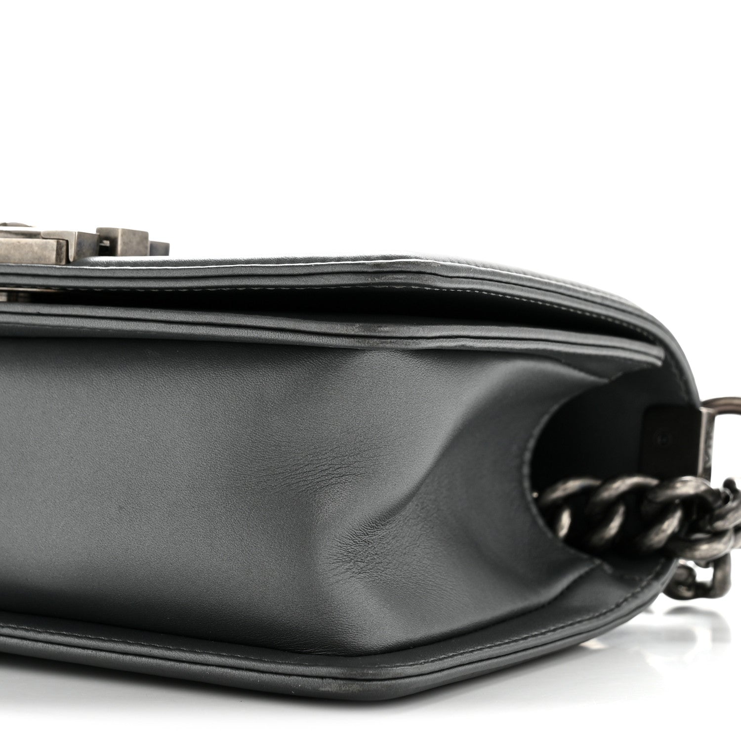 Chanel Metallic Calfskin Quilted Small Boy Flap Dark Silver