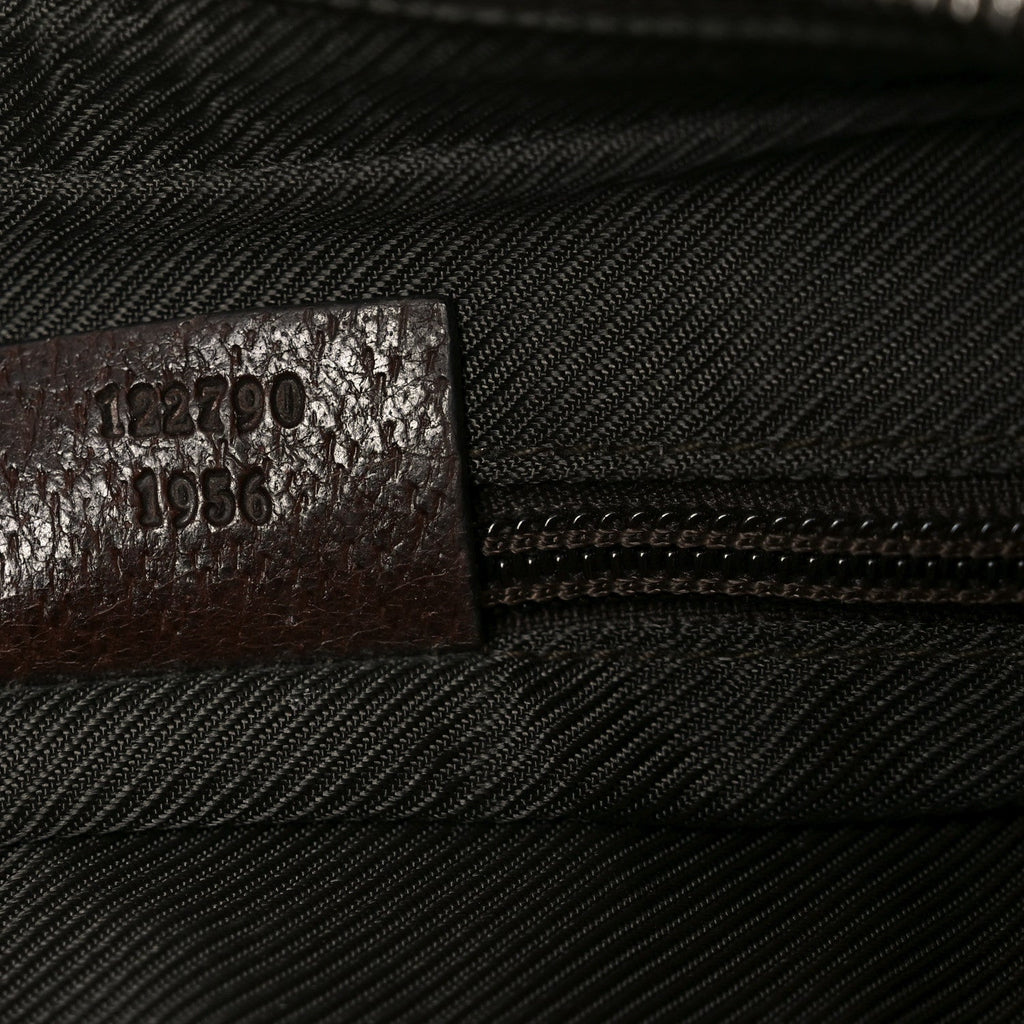 Gucci Monogram Medium Half Moon Hobo Dark Brown