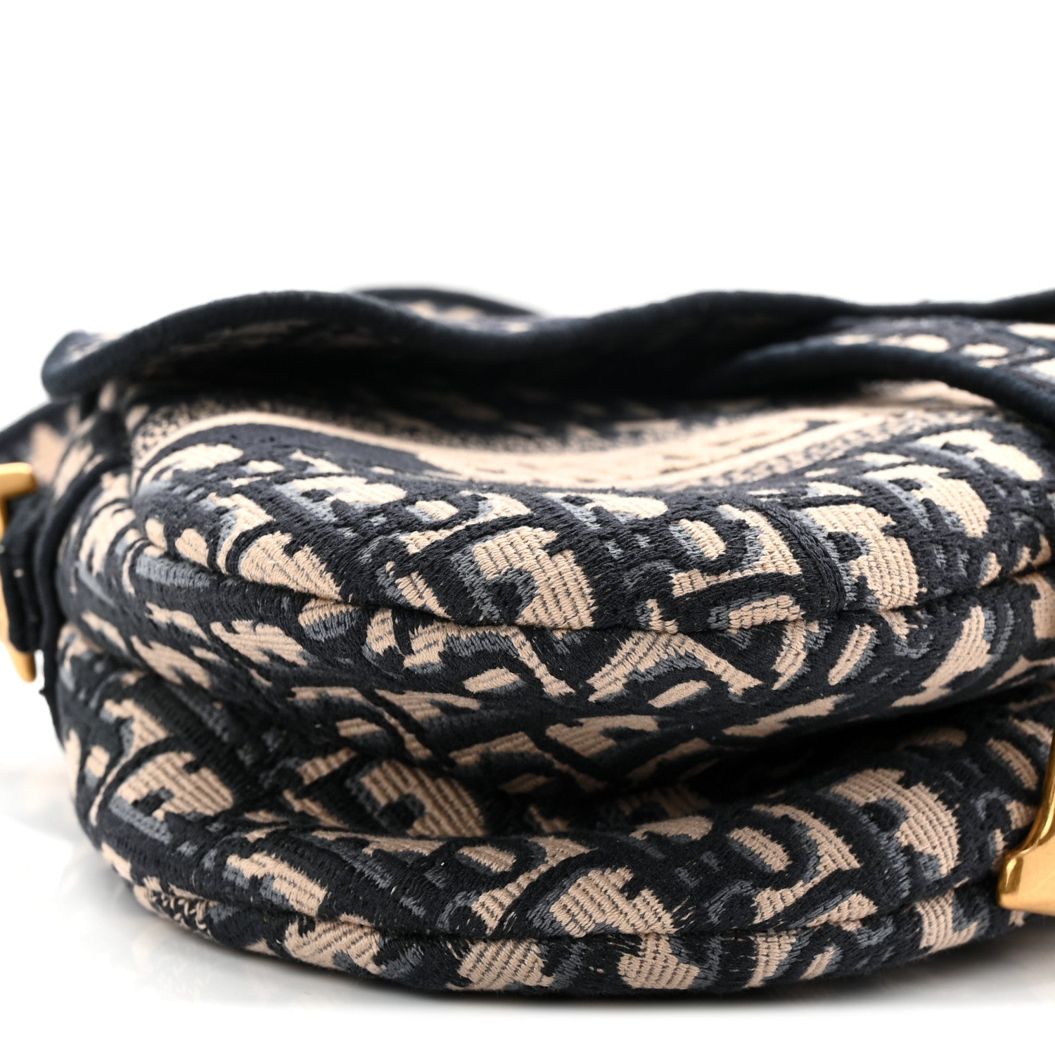 Christian Dior Oblique Embroidered Saddle Bag Blue