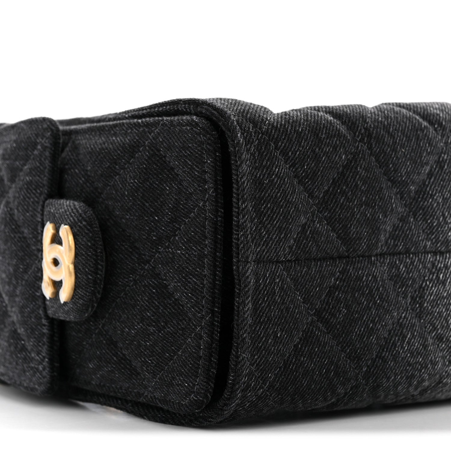 Chanel Washed Denim Quilted Mini Chanel 25 Handbag Black