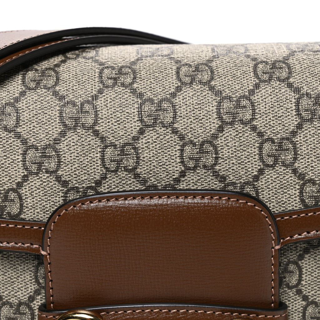 Gucci GG Supreme Monogram Horsebit 1955 Shoulder Bag Beige Brown Sugar
