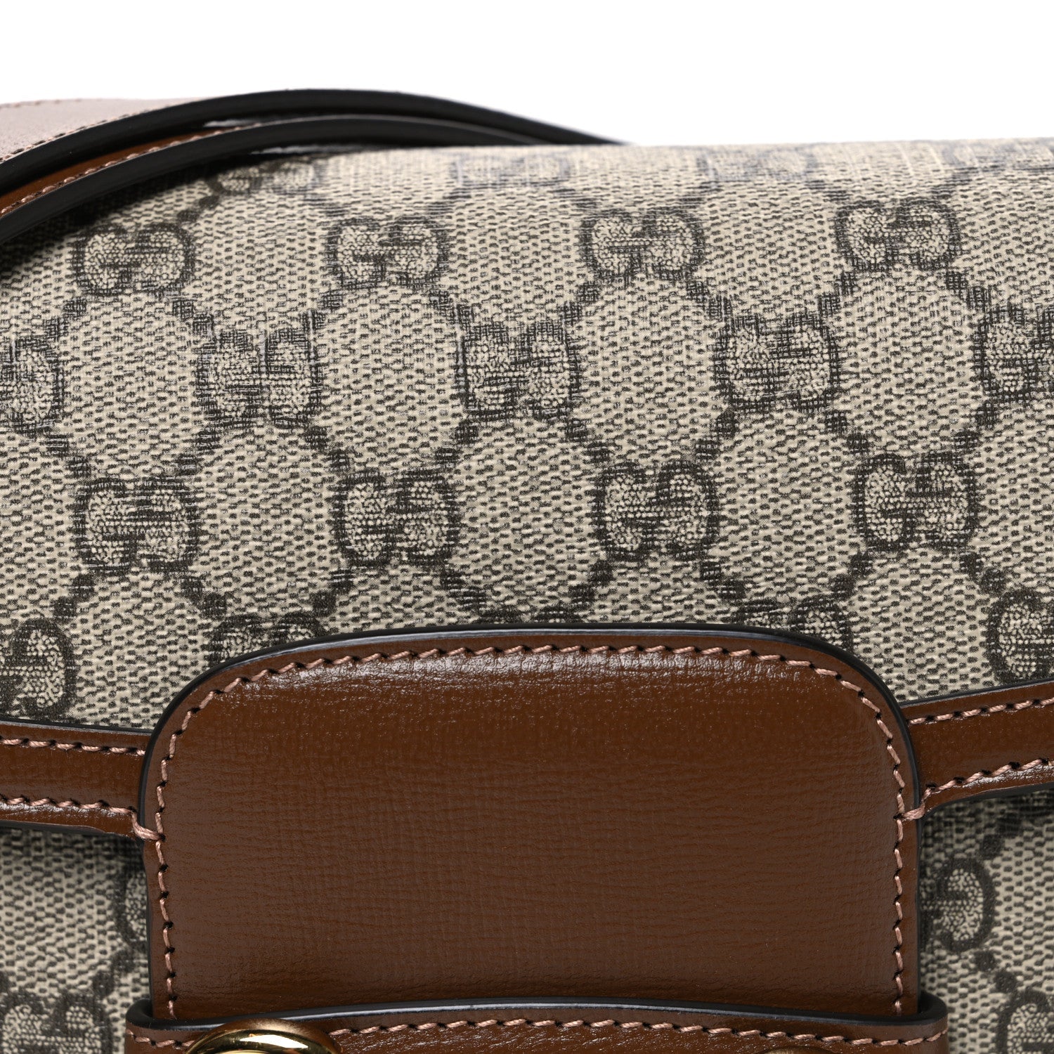 Gucci GG Supreme Monogram Horsebit 1955 Shoulder Bag Beige Brown Sugar