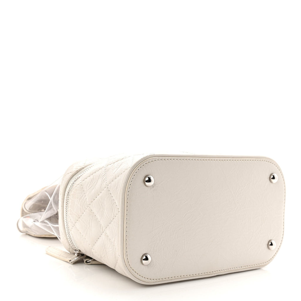 Chanel Crumpled Calfskin PVC Quilted Flap White