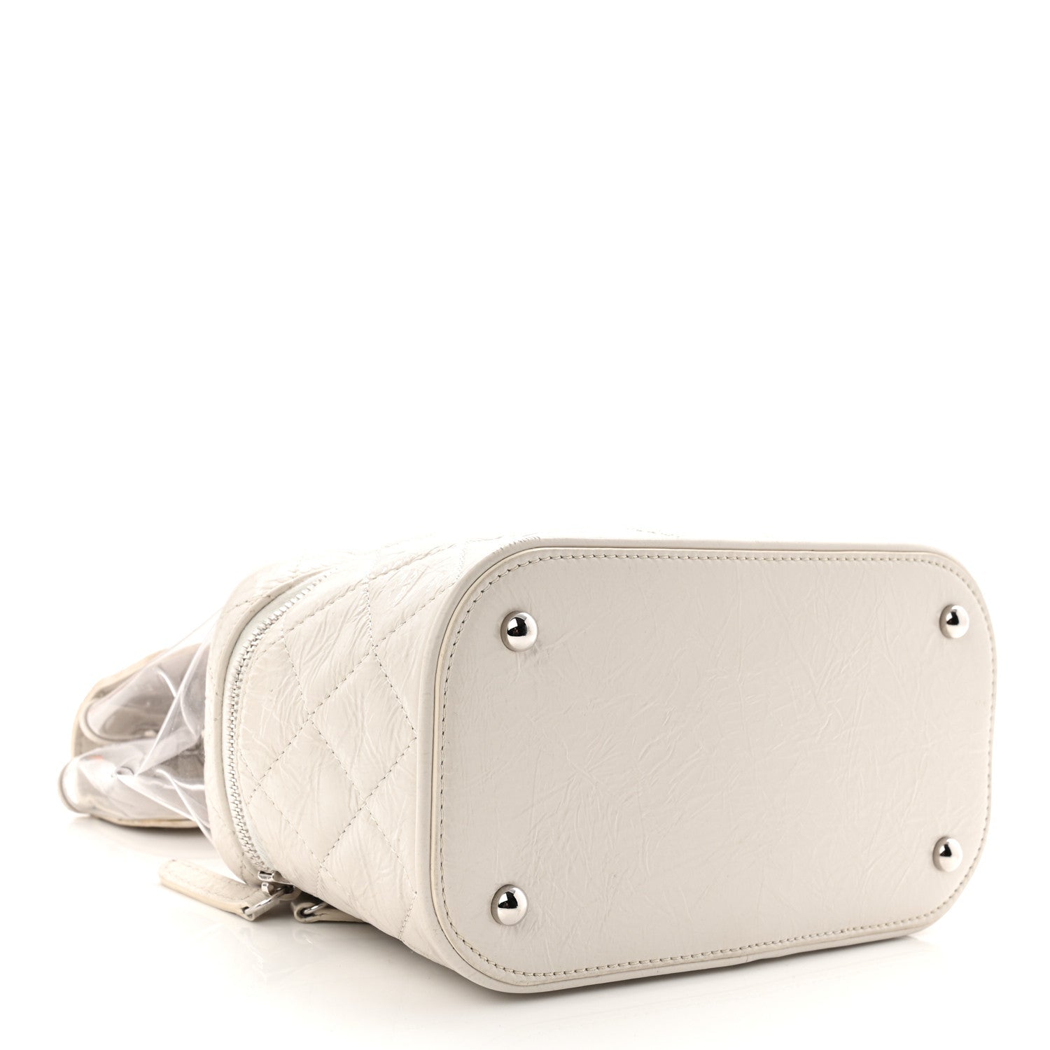 Chanel Crumpled Calfskin PVC Quilted Flap White