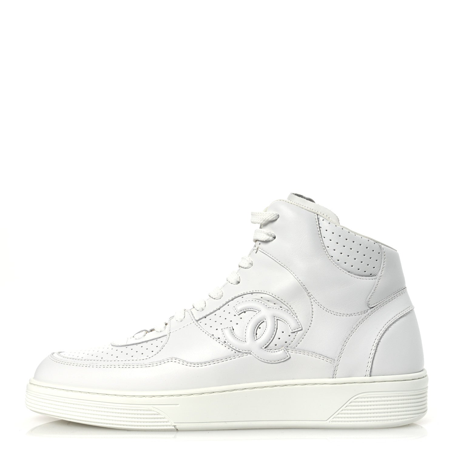 Calfskin CC High Top Sneaker 45 White