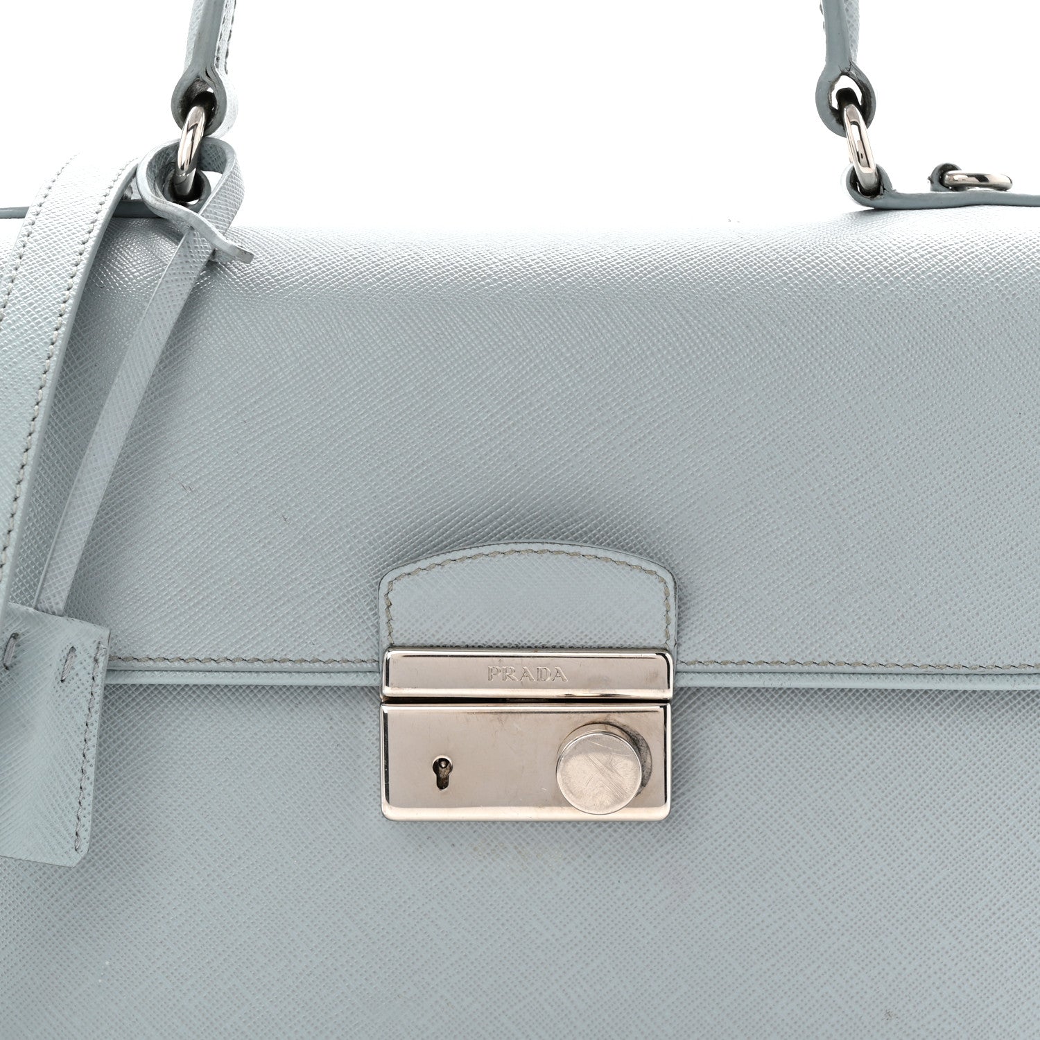 Prada Saffiano Lux Sound Top Handle Light Blue