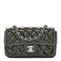Chanel Patent Calfskin Quilted Mini Rectangular Flap Navy Blue