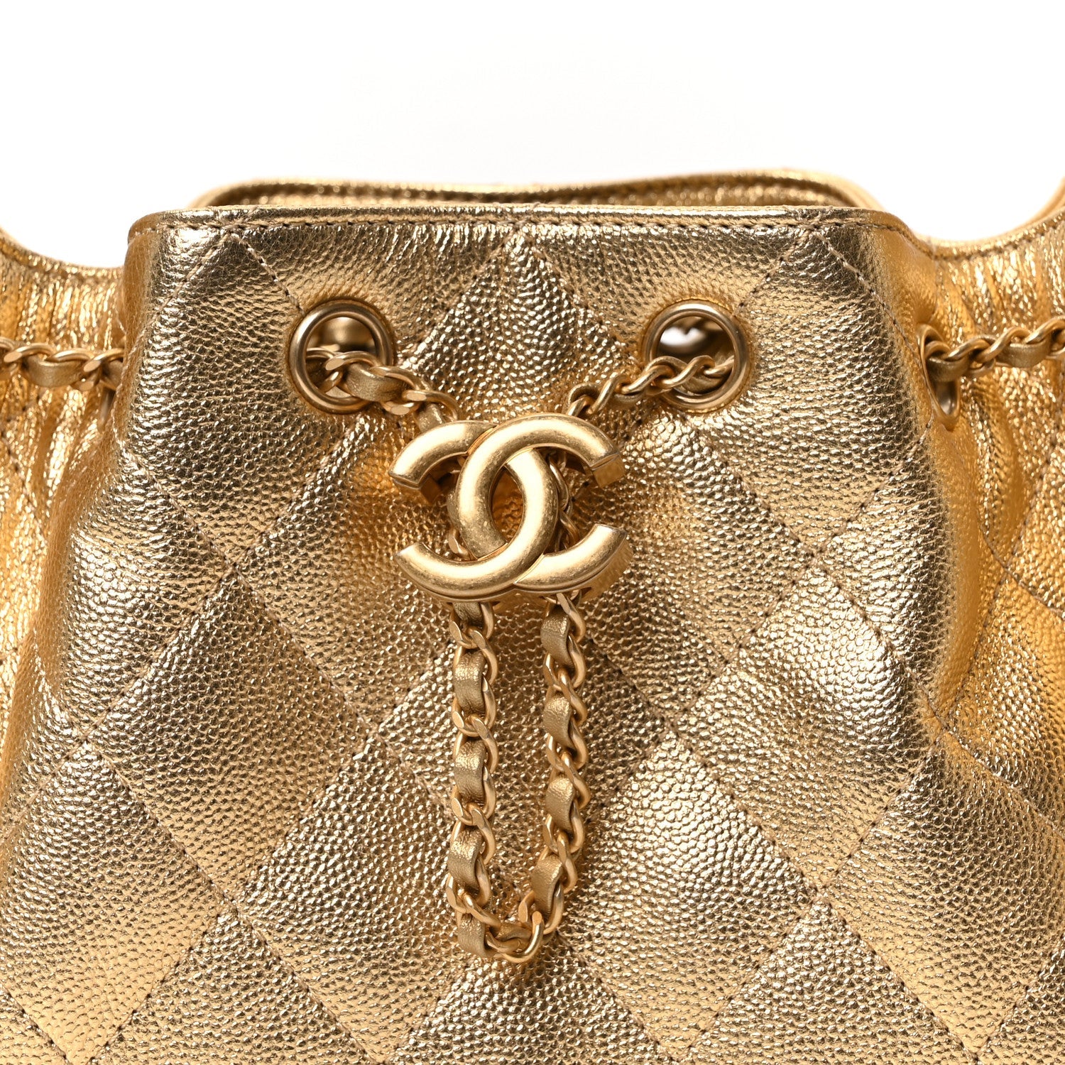 Chanel Metallic Caviar Quilted Mini Chanel 25 Handbag Gold