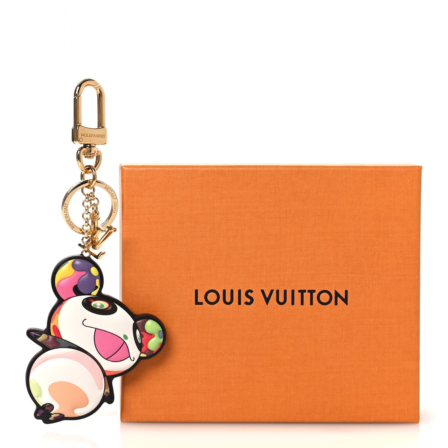 Louis Vuitton LV x TM Cowhide Monogram Superflat Panda Key Ring Bag Charm Multicolor