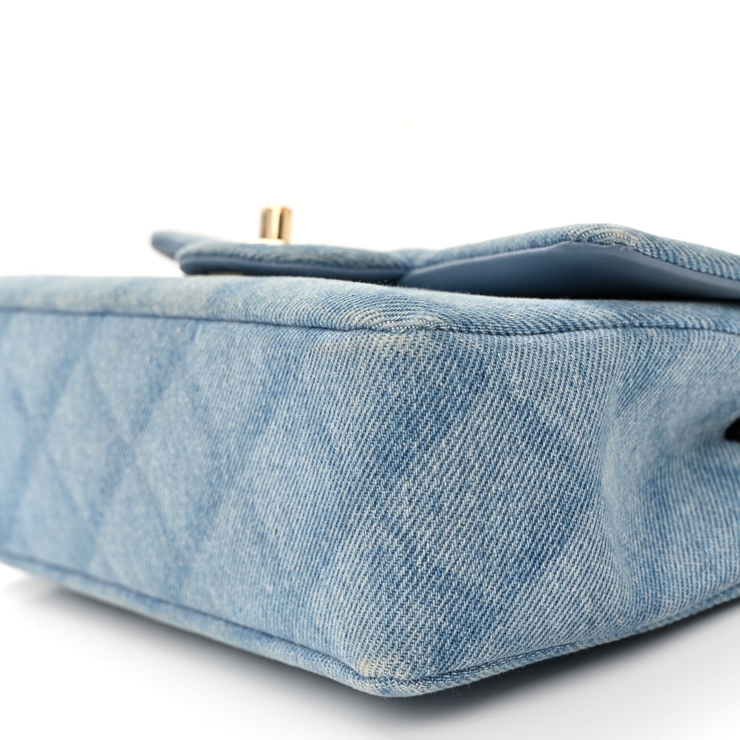 Chanel Printed Denim Quilted Mini Rectangular Flap Light Blue