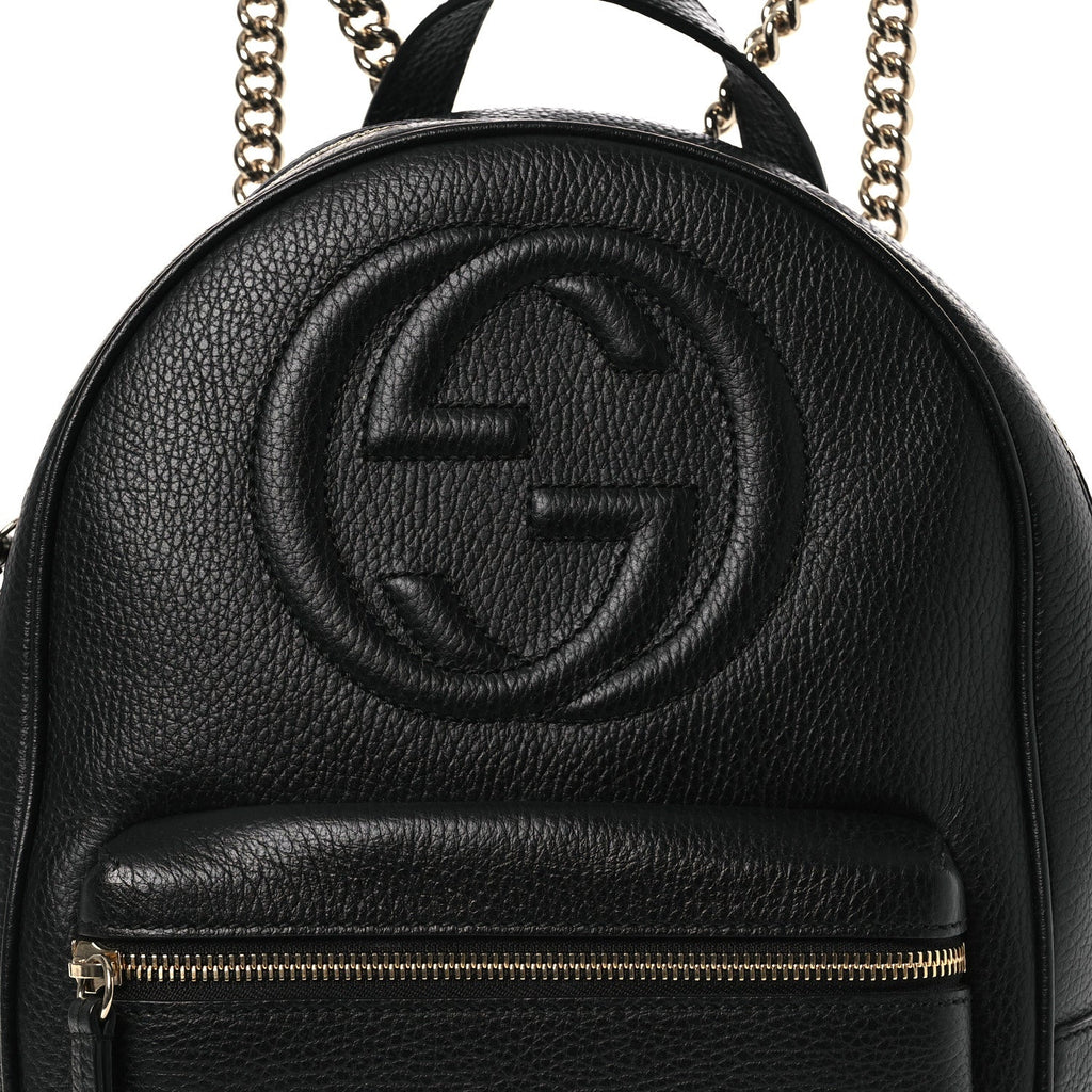 Gucci Pebbled Calfskin Soho Chain Backpack Black