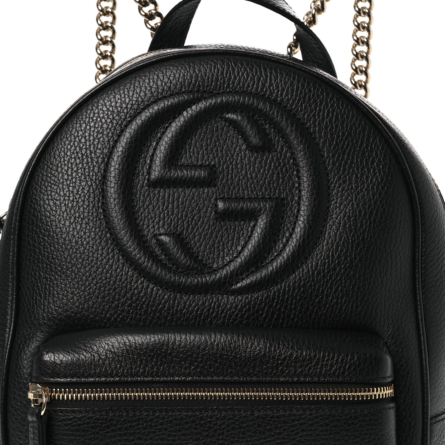 Gucci Pebbled Calfskin Soho Chain Backpack Black
