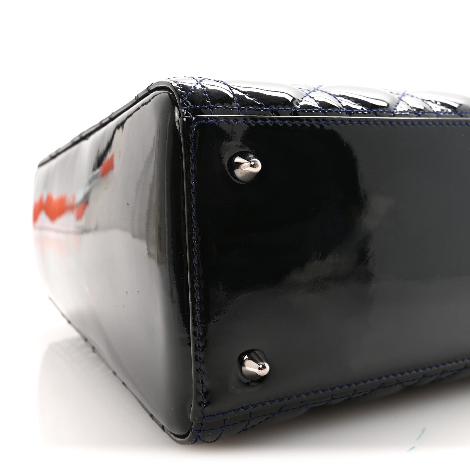 Christian Dior Patent Cannage Medium Lady Dior Navy Blue