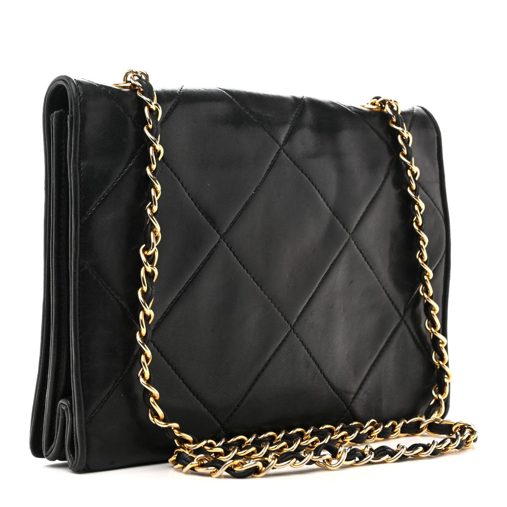 Chanel Lambskin Quilted Diamond CC Flap Black