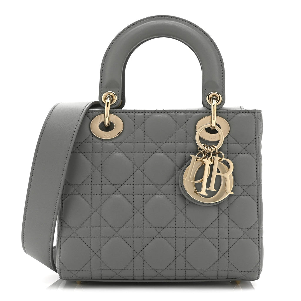 Christian Dior Lambskin Cannage Small My ABCDior Lady Dior Grey