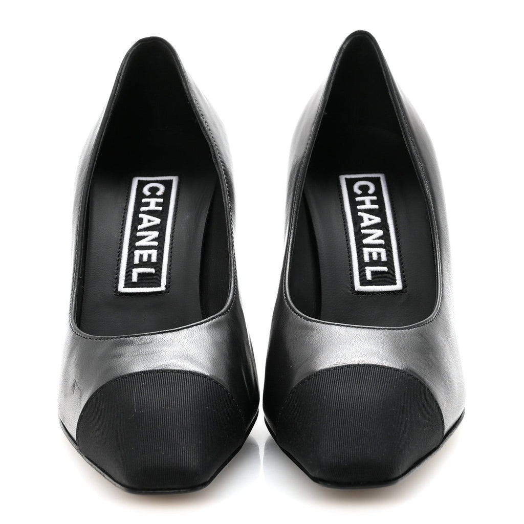 Lambskin Grosgrain Cap Toe CC Pumps 36.5 Black