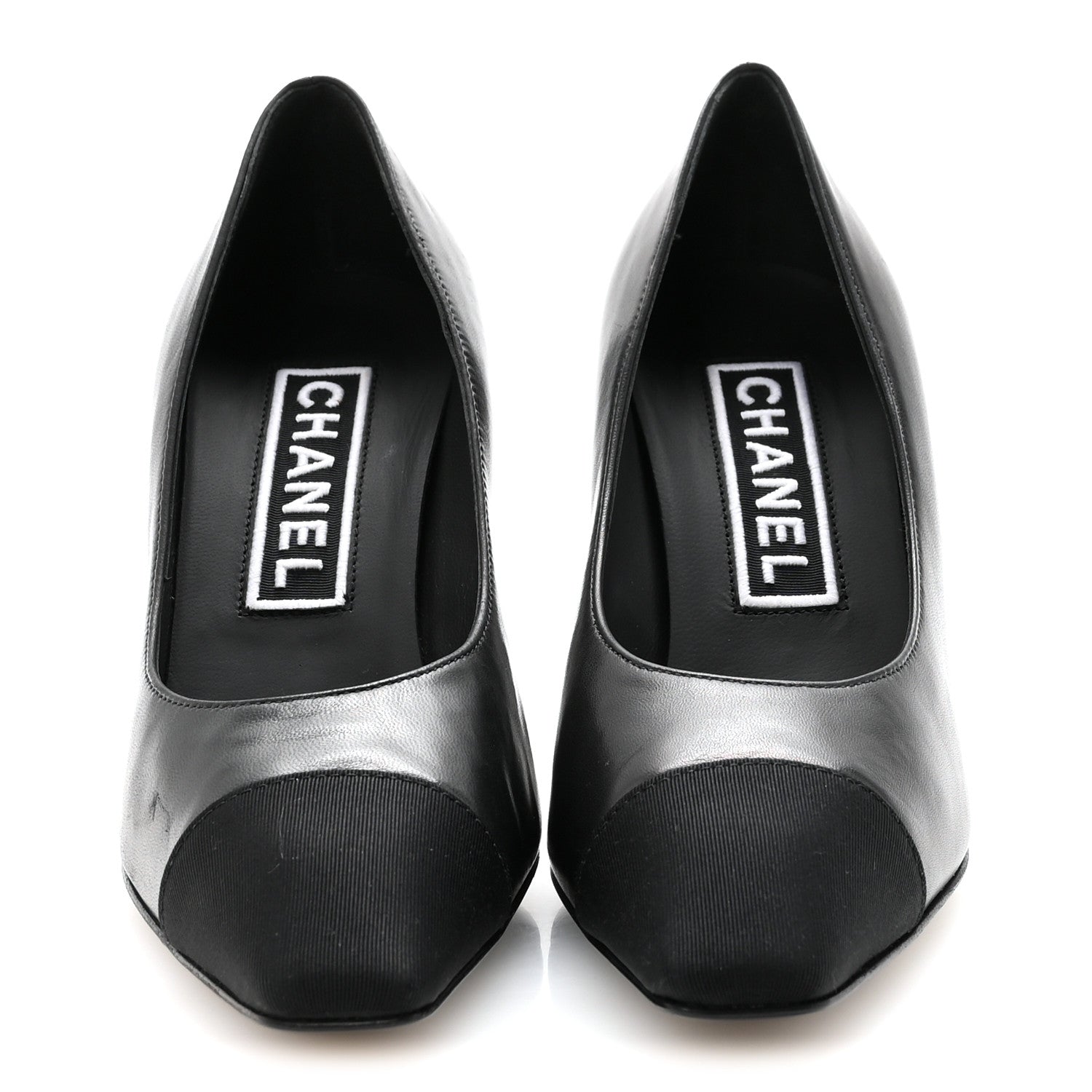Lambskin Grosgrain Cap Toe CC Pumps 36.5 Black