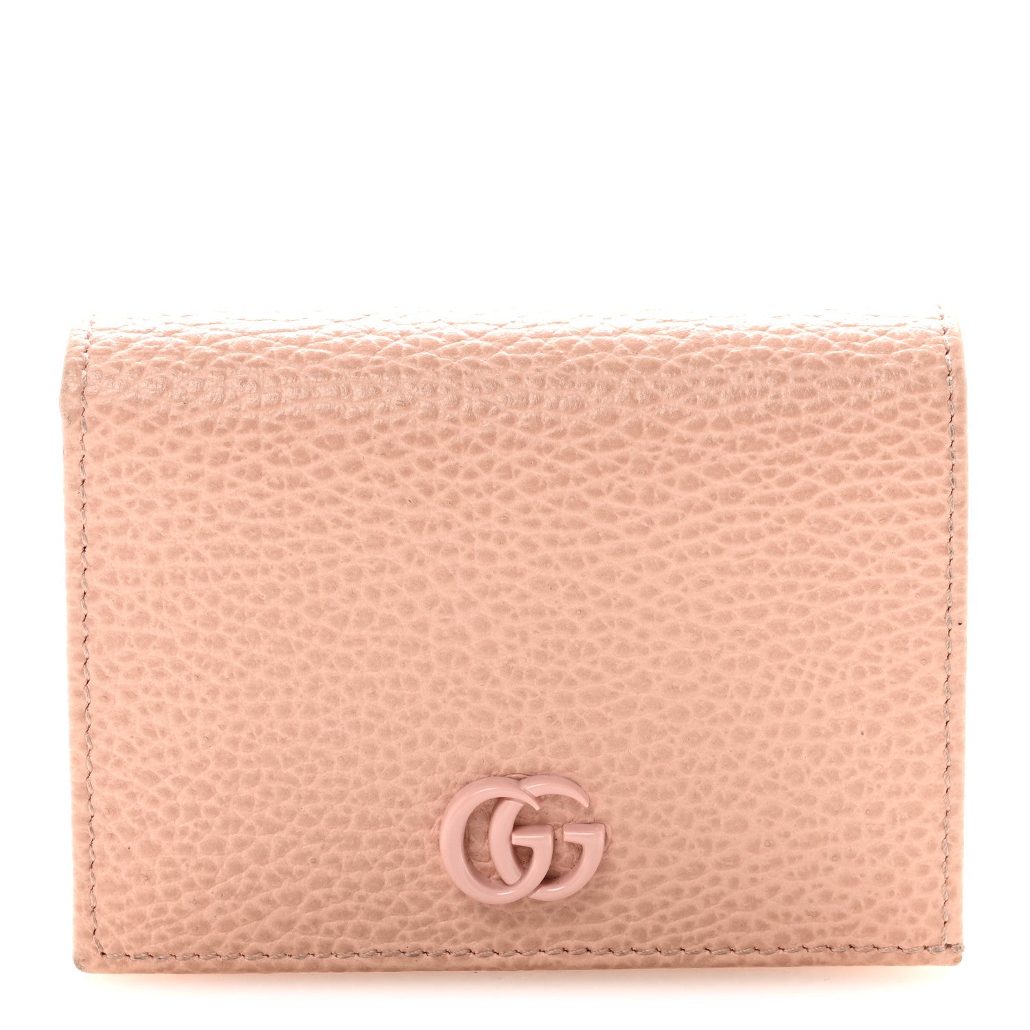 Gucci Dollar Calfskin Enamel Monochrome GG Marmont Card Case Perfect Pink