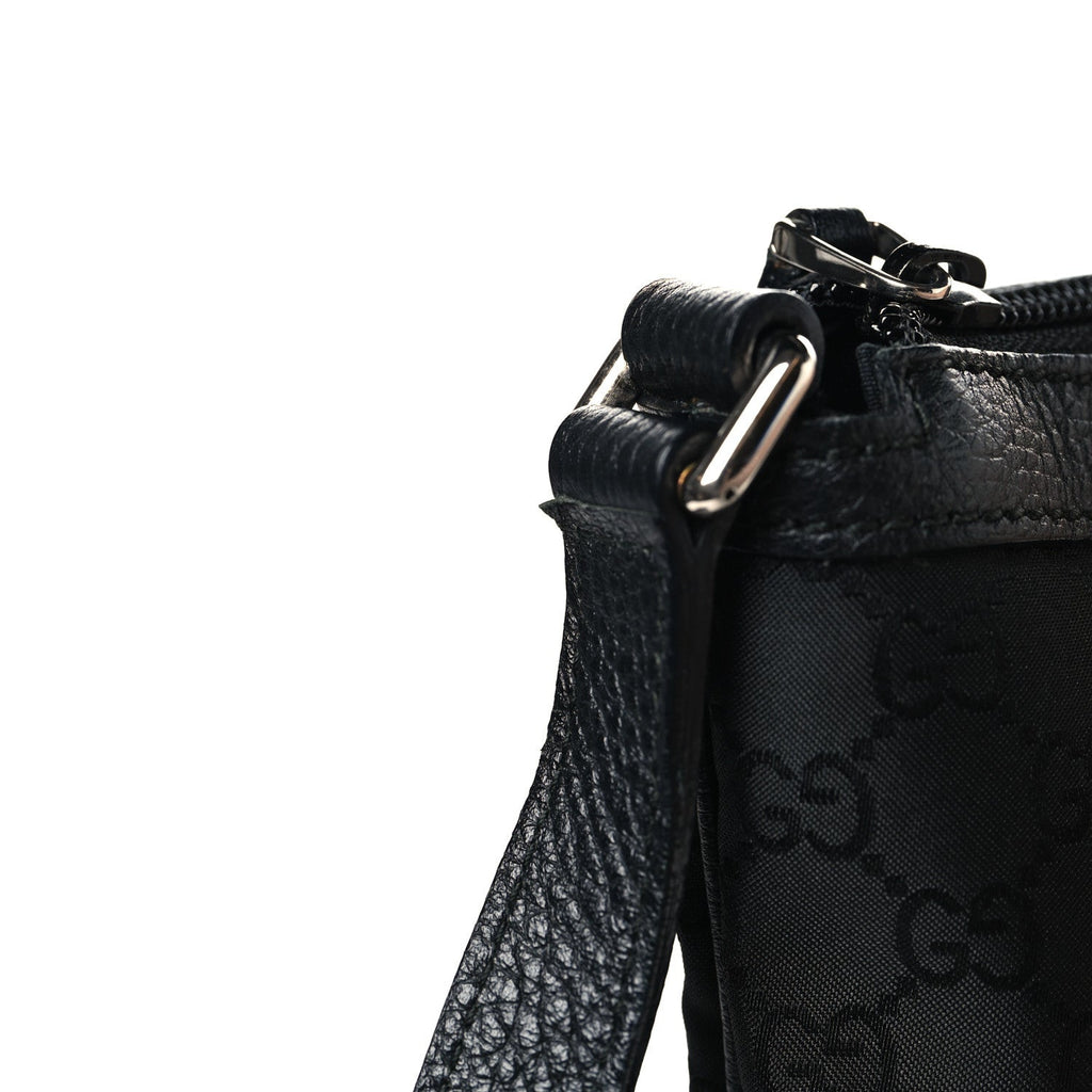 Gucci Denim Monogram Large Half Moon Hobo Black