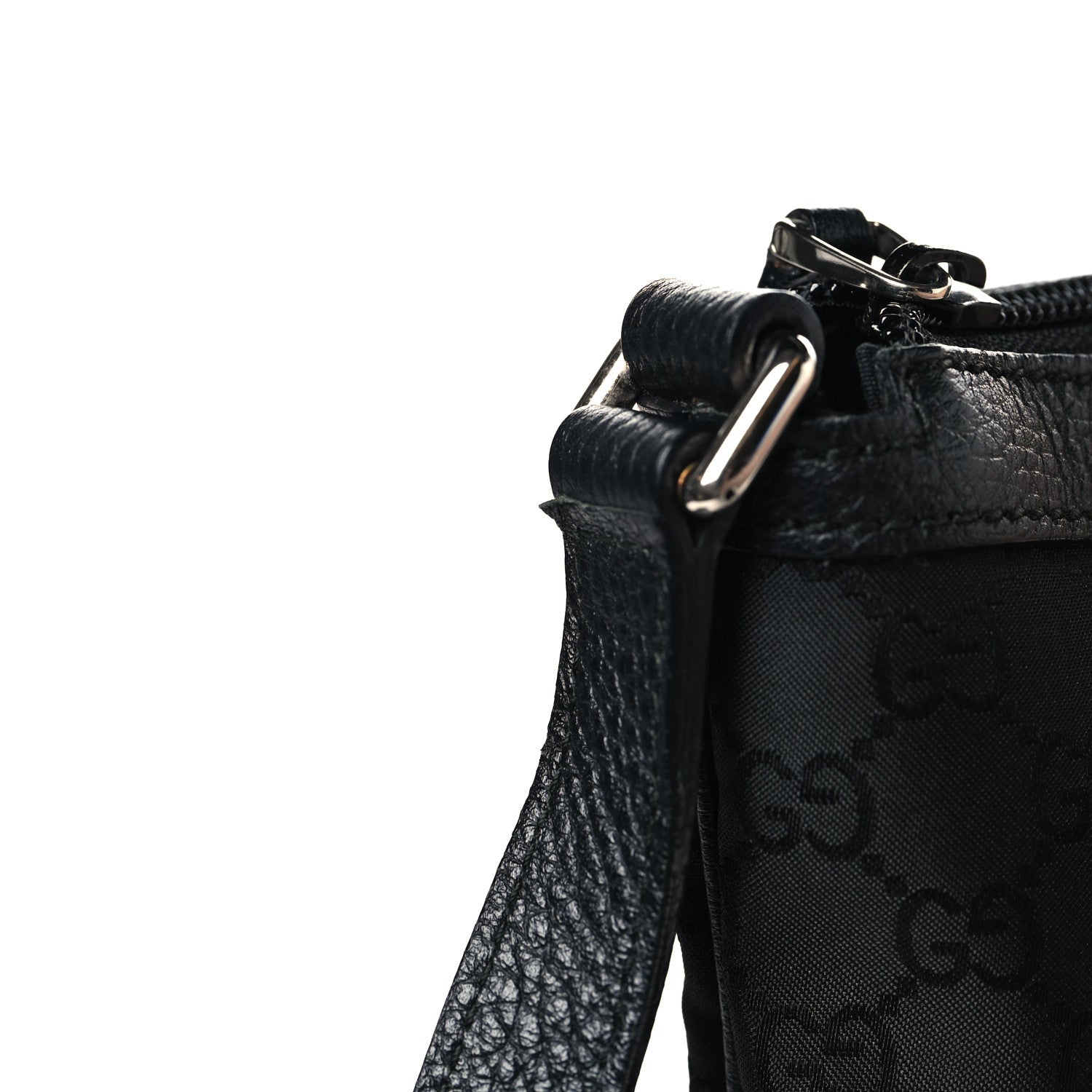Gucci Denim Monogram Large Half Moon Hobo Black