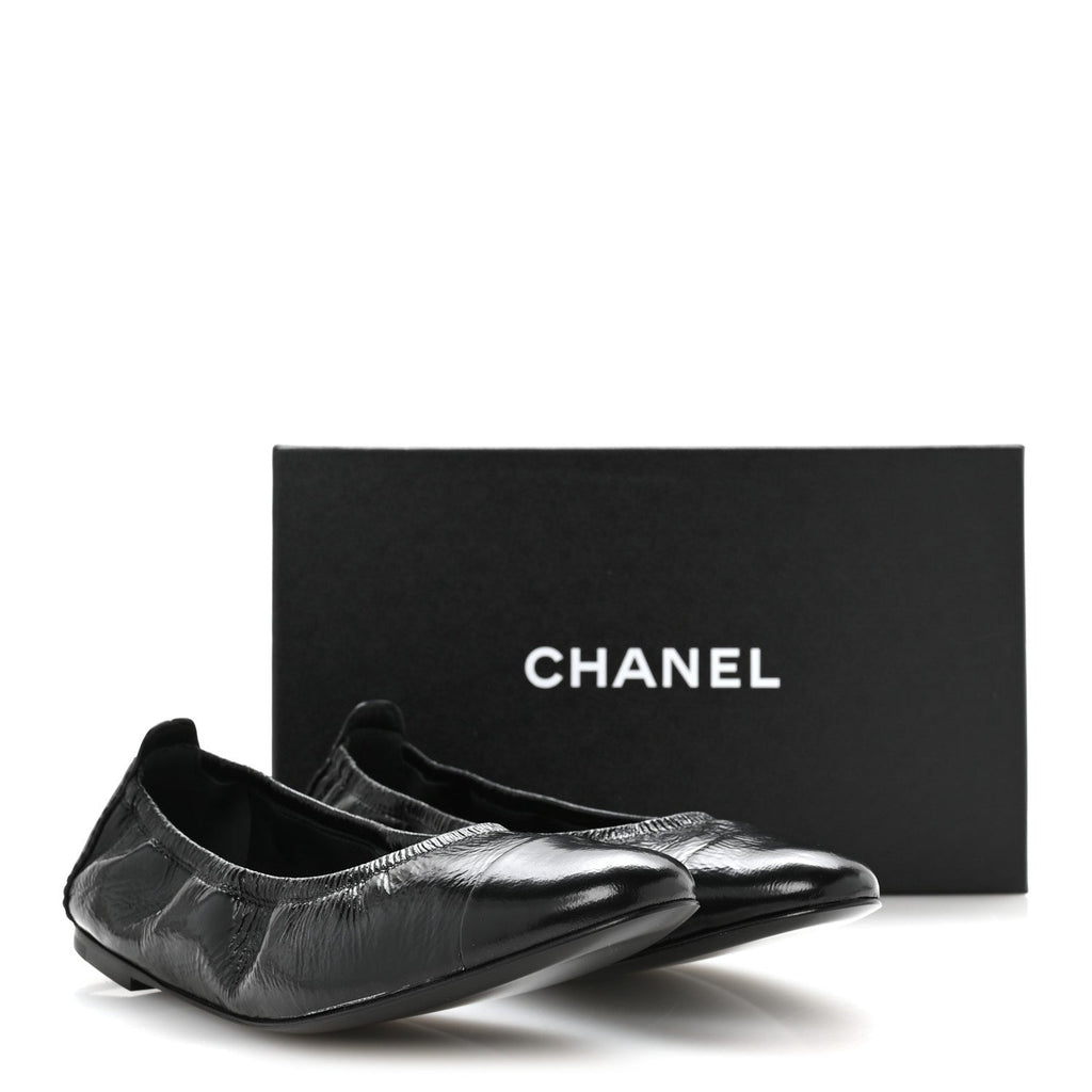 Lambskin Shiny Goatskin Calfskin Ballerina Flats 39.5 Black
