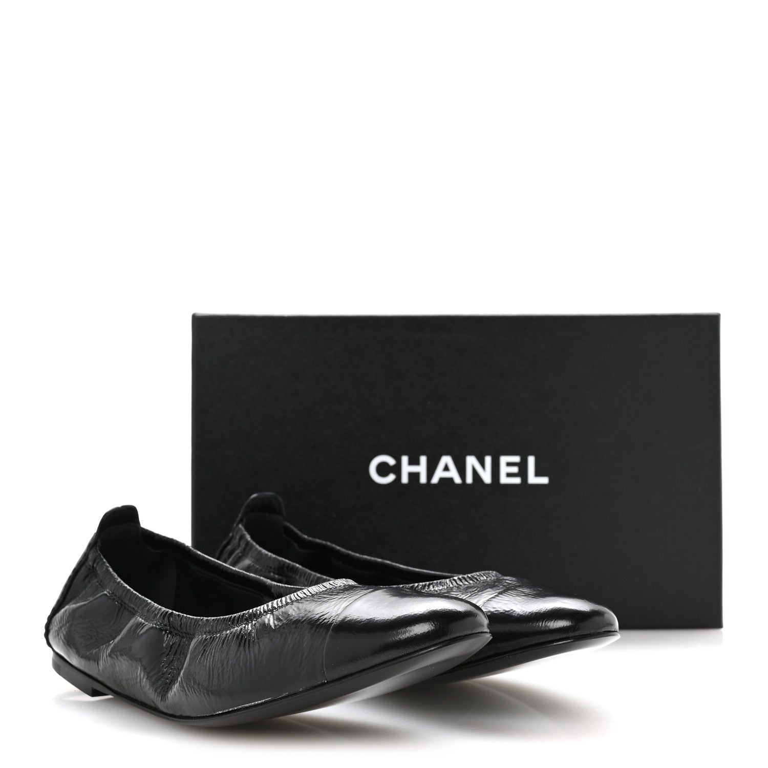 Lambskin Shiny Goatskin Calfskin Ballerina Flats 39.5 Black