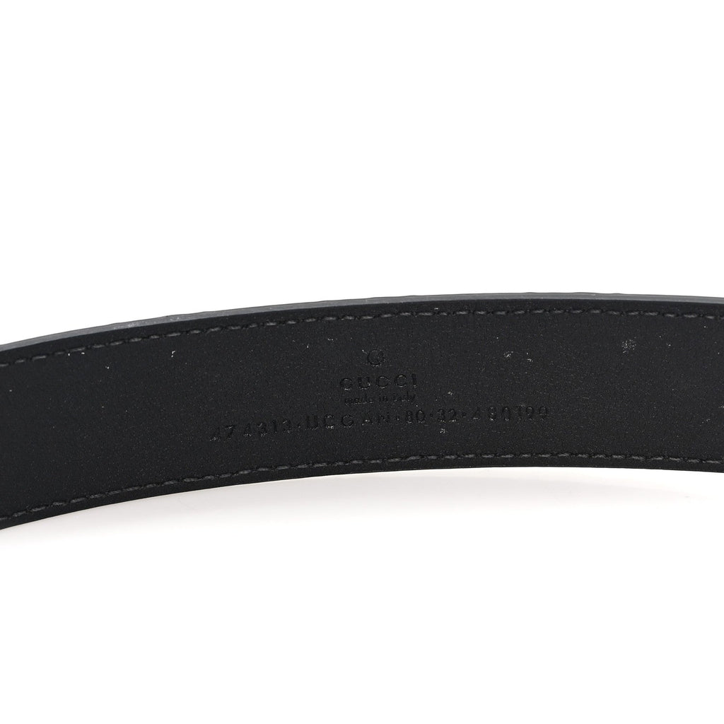Gucci Calfskin GG Tennis Embossed Double G 40mm Belt 80 32 Black