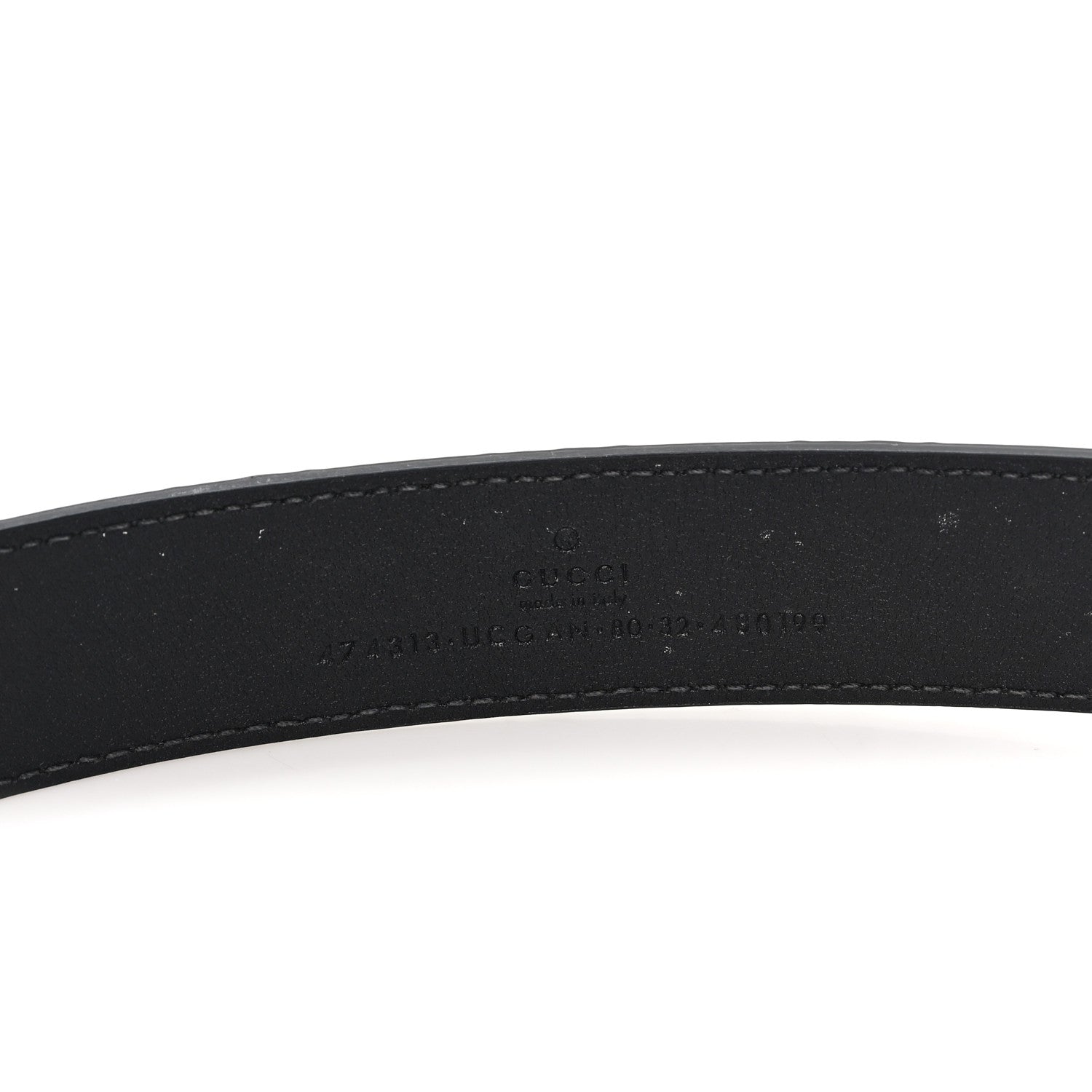 Gucci Calfskin GG Tennis Embossed Double G 40mm Belt 80 32 Black