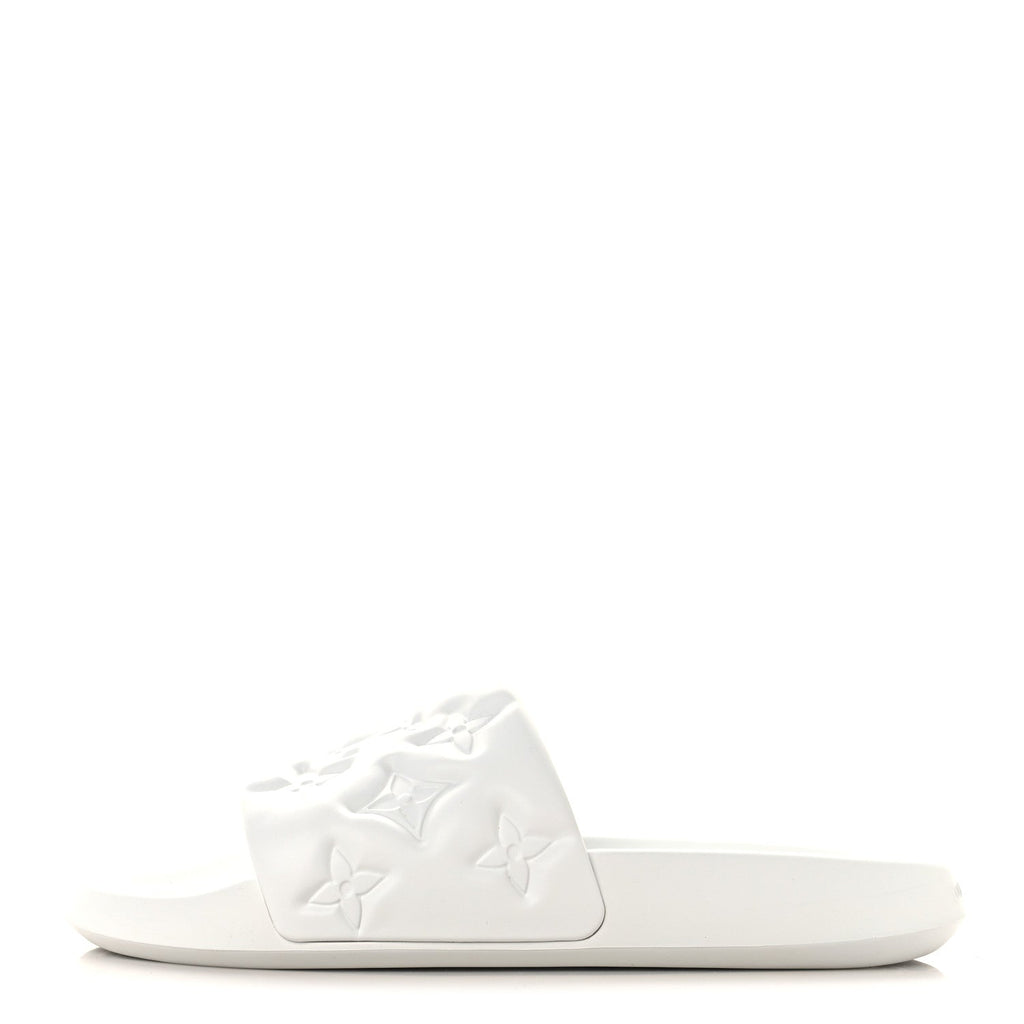 Louis Vuitton Rubber Embossed Monogram Mens Waterfront Mules 11 White