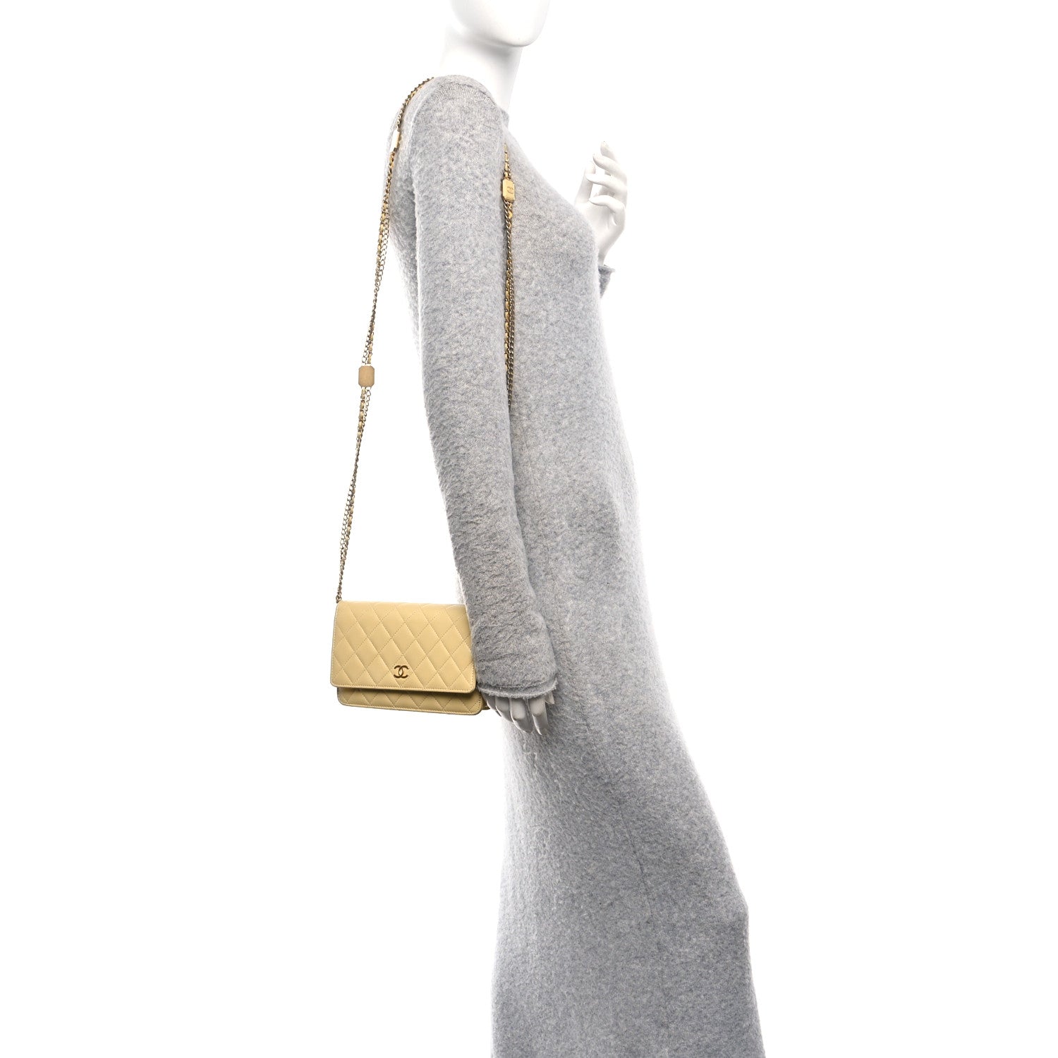 Chanel Lambskin Quilted Enamel Wallet On Chain WOC Yellow