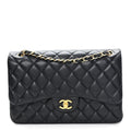 Chanel Lambskin Quilted Jumbo Double Flap Black