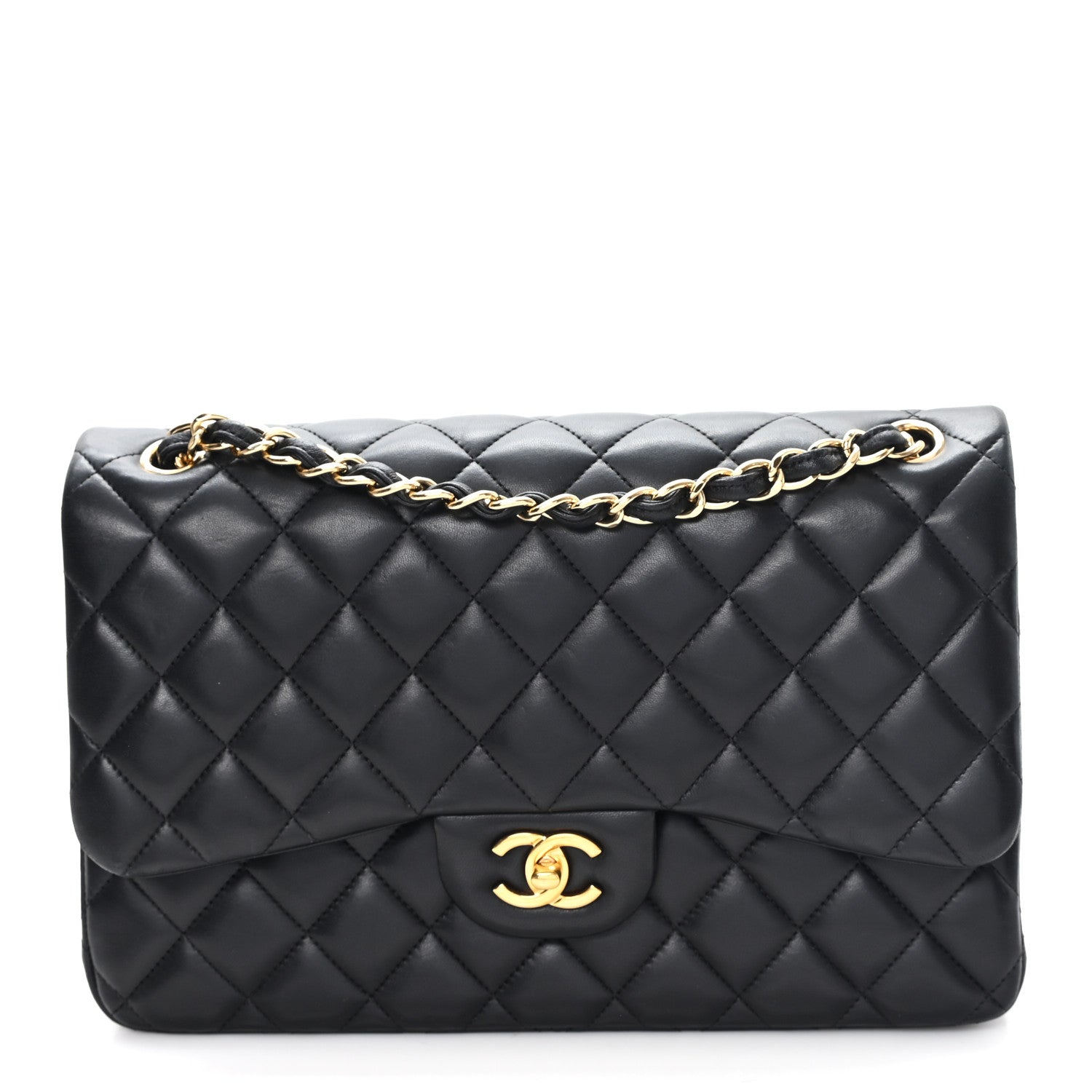 Chanel Lambskin Quilted Jumbo Double Flap Black