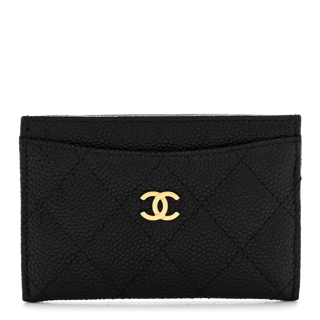 Caviar Quilted Card Holder Black