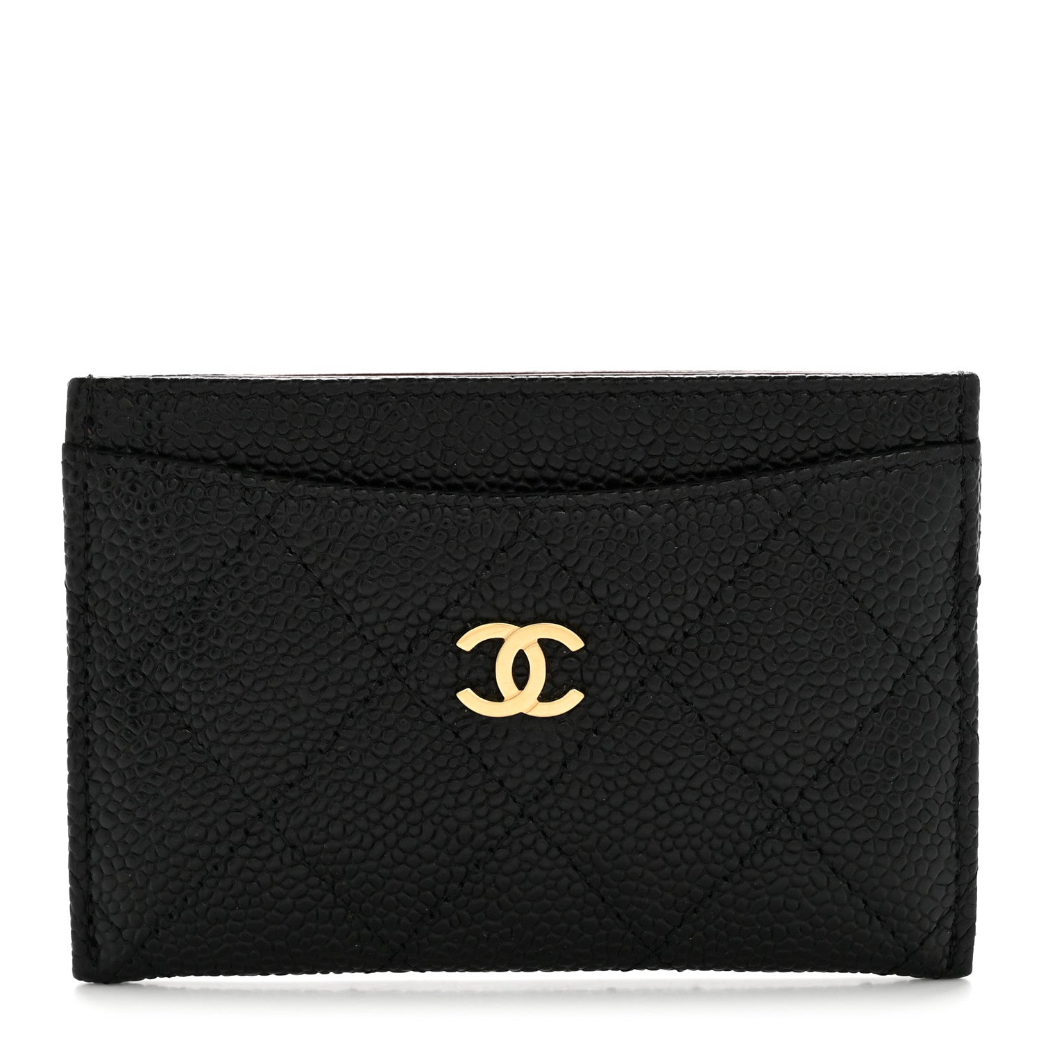 Caviar Quilted Card Holder Black