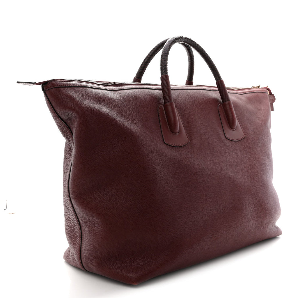 Gucci Grained Calfskin Duffle Bag Burgundy