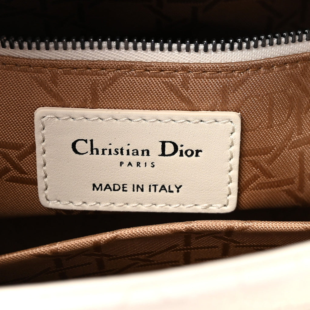 Christian Dior Lambskin Cannage Small My ABCDior Lady Dior White