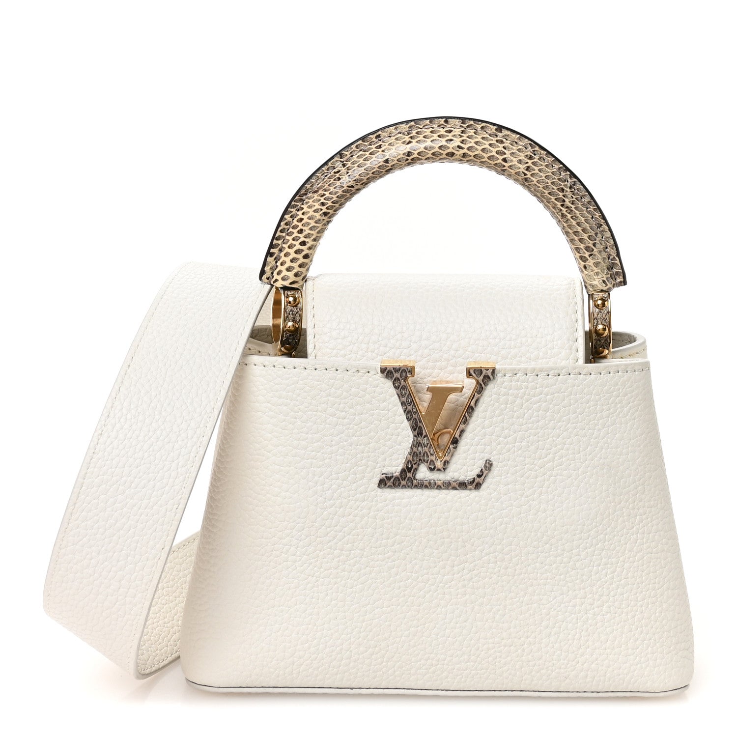 Louis Vuitton Taurillon Ayers Capucines Mini White Snow White